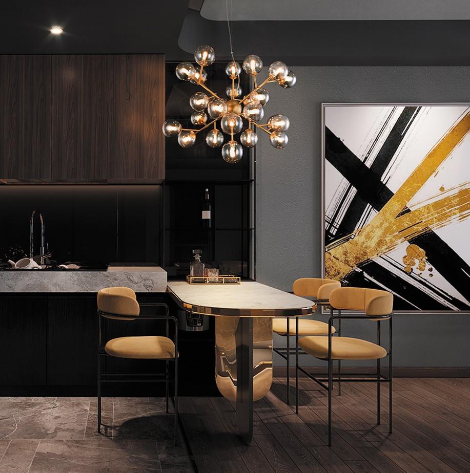PENDELLEUCHTE DALLAS - Goldfarben, Trend, Glas/Metall (65/40/65cm) - MAYTONI