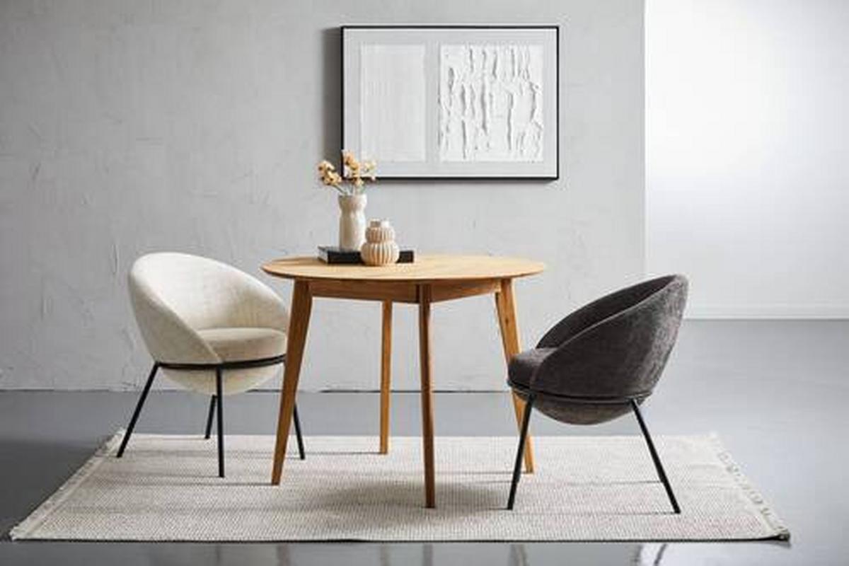 KRZESŁO Z PODŁOKIETNIKAMI BOWIE - beżowy/czarny, Design, metal/tkanina (61/76,5/59cm) - Novel