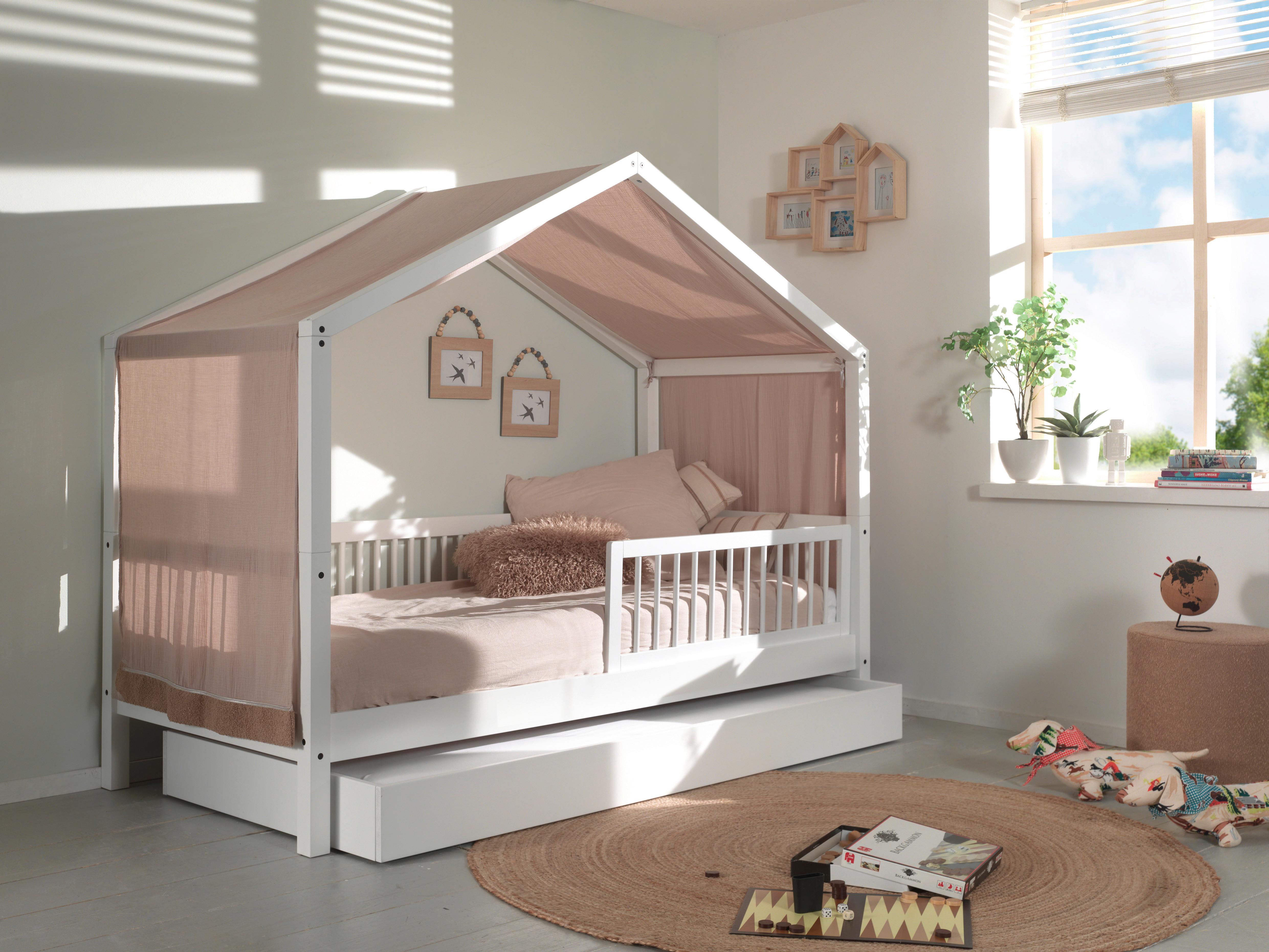 Hausbett FORREST Weiß ca.90x200cm Echtholz, Bettlade - Weiß/Naturfarben, MODERN, Holz (90/200cm) - Vipack