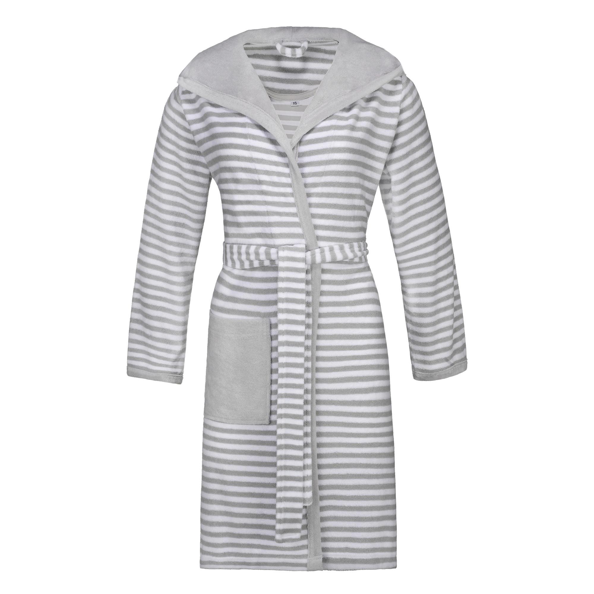 SZLAFROK KĄPIELOWY STRIPED HOODY - brązowy, Basics, tkanina (XLnull) - Vossen