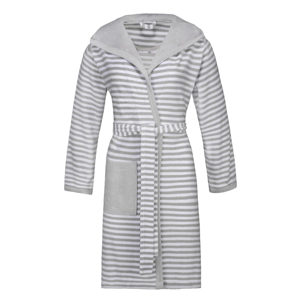 SZLAFROK KĄPIELOWY STRIPED HOODY - brązowy, Basics, tkanina (XLnull) - Vossen