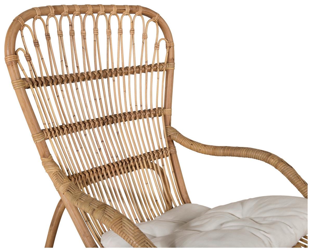 Loungesessel Ella Rattan ca. 66x95x131 cm Braun - Braun/Weiß, KONVENTIONELL, Holz (66/95/131cm) - Gardenson