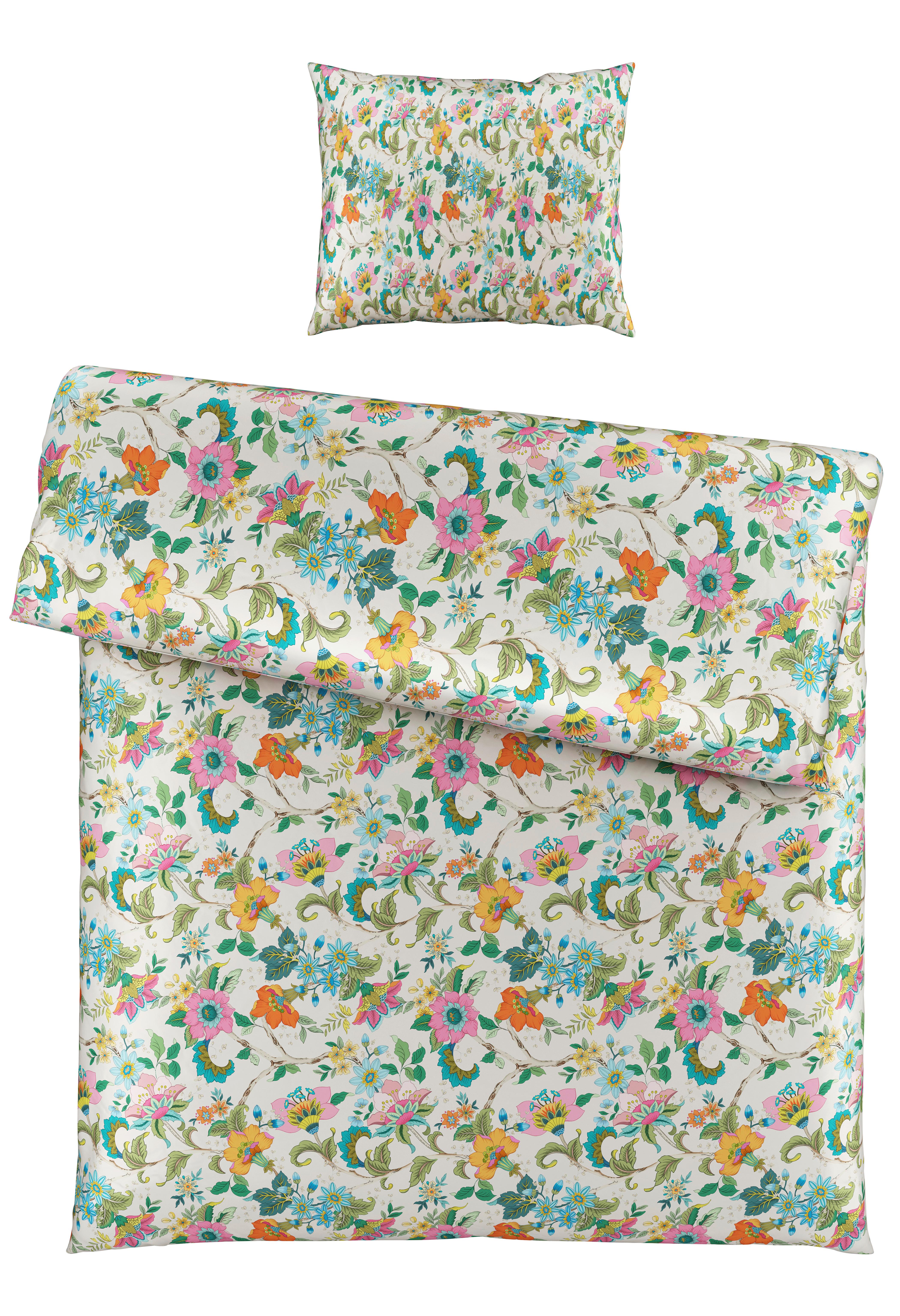 Bettwäscheset KAMIA ALLOVER - Türkis/Rosa, Romantik / Landhaus, Textil (160/210cm) - Mömax
