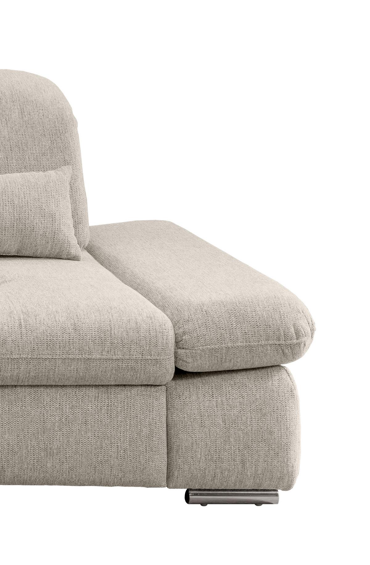 Ecksofa Dalida Beige Chenille m. Bettkasten - Chromfarben/Beige, Design, Textil/Metall (254/280cm) - Livetastic