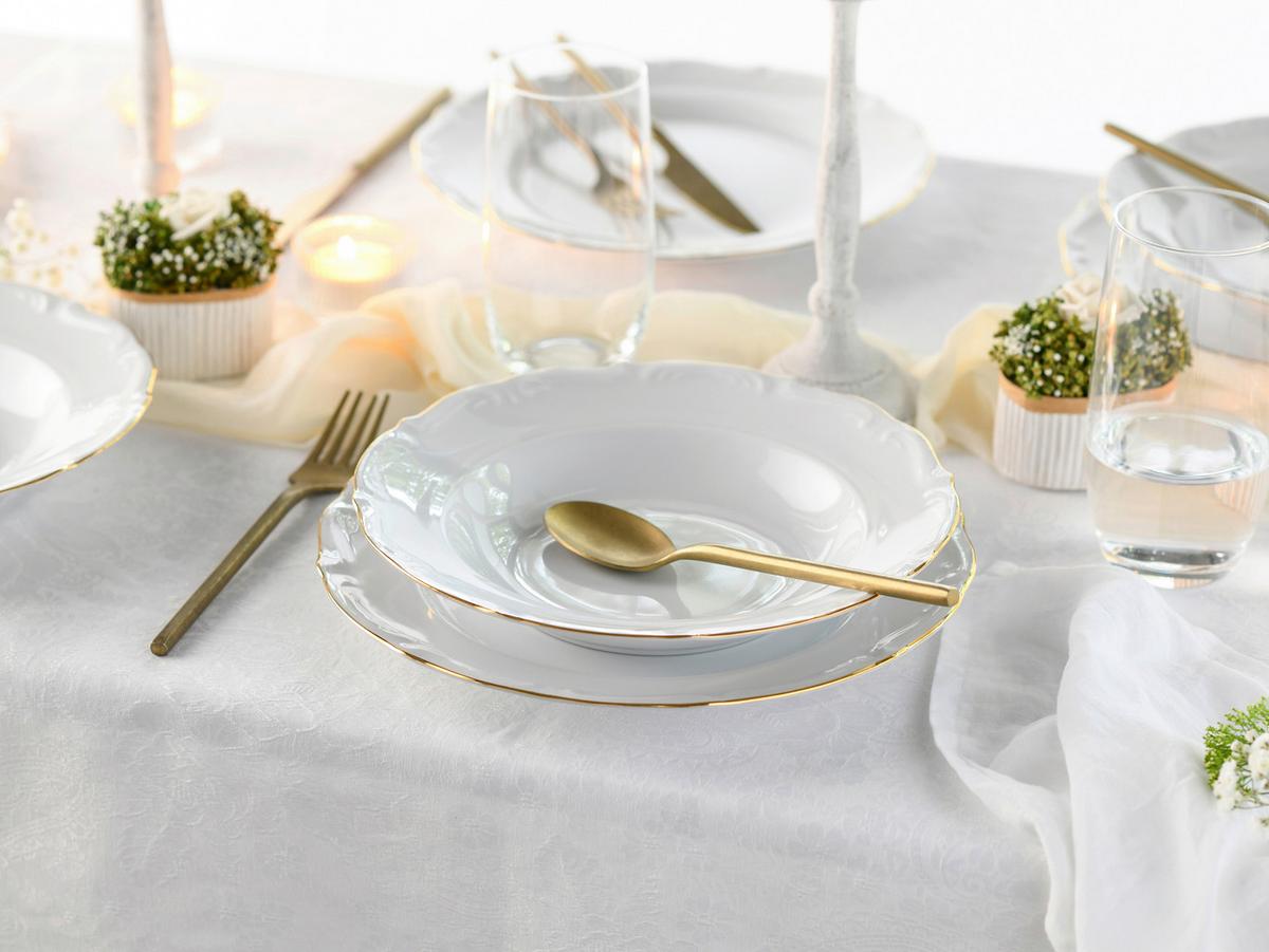 Jedilni Servis Maria Theresia Gold, 12-Delni - zlate barve/bela, Basics, keramika - Creatable