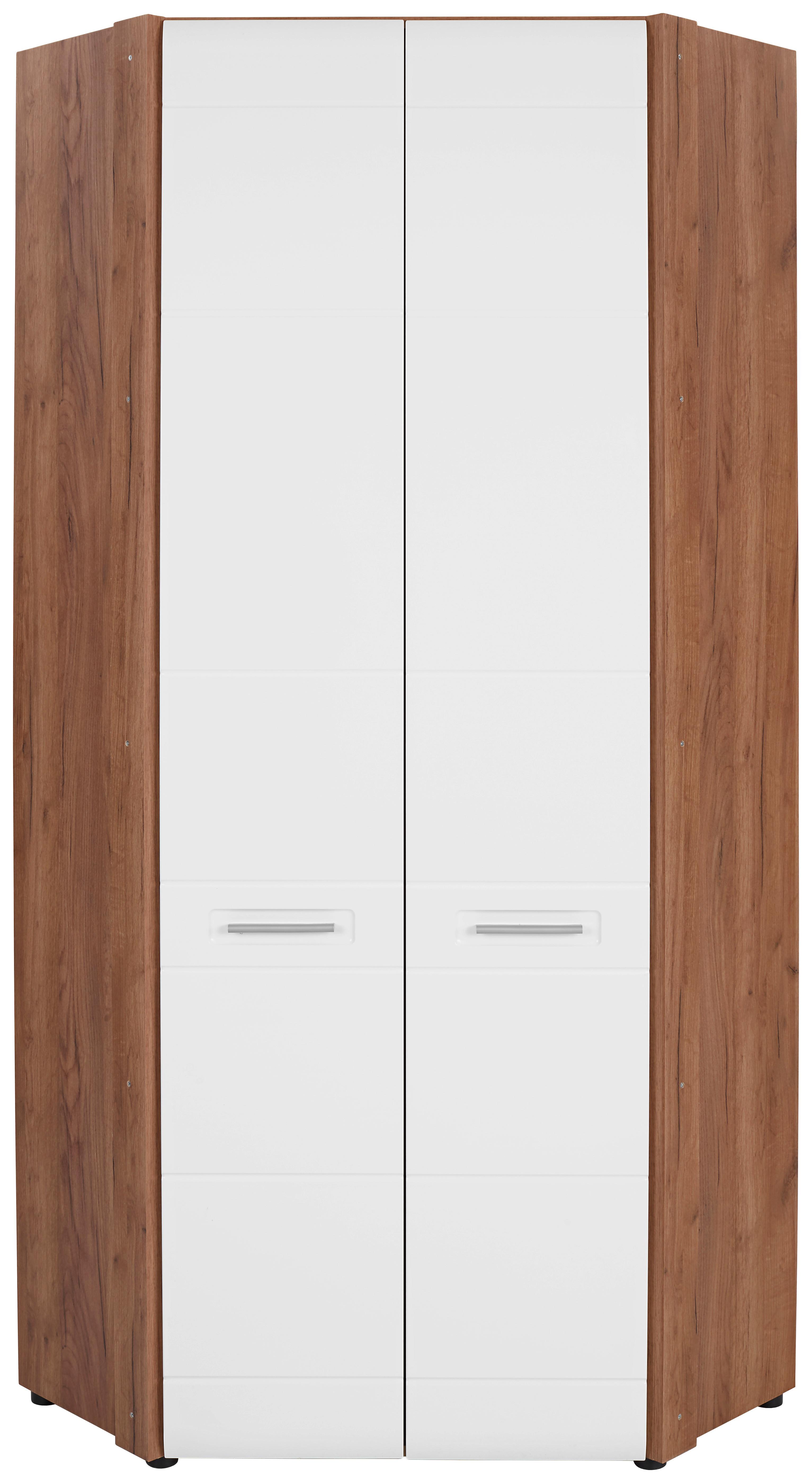 Kutni Ormar Za Odjeću Avensis New - bijela/boje hrasta, Konvencionalno, drvni materijal/plastika (86,5/205,7/86,5cm) - Modern Living
