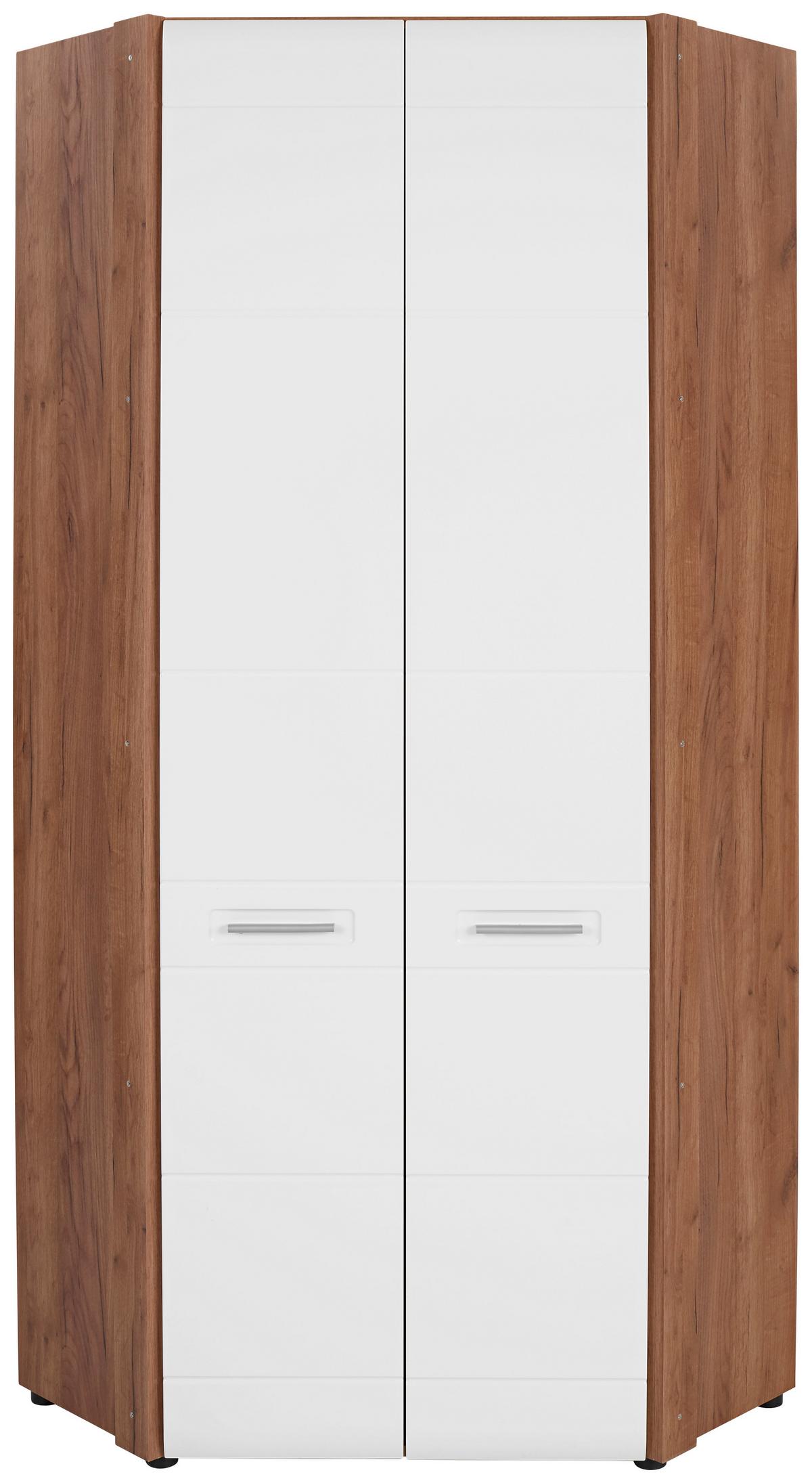 Kutni Ormar Za Odjeću Avensis New - bijela/boje hrasta, Konvencionalno, drvni materijal/plastika (86,5/205,7/86,5cm) - Modern Living