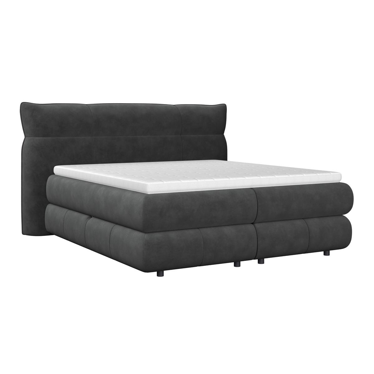 Boxspring Krevet Carmelo - crna, Trend, tekstil/plastika (160/200cm) - Premium Living