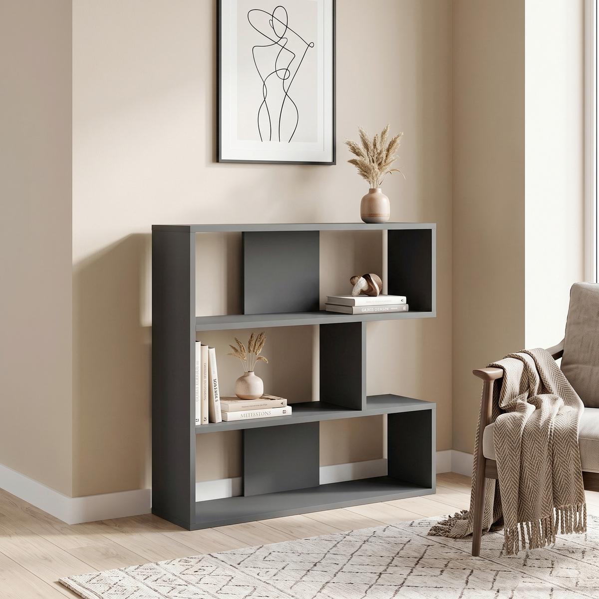 Bücherregal Molly ca. 94x89x30 cm Anthrazit - Design (94/89/30cm) - Livetastic