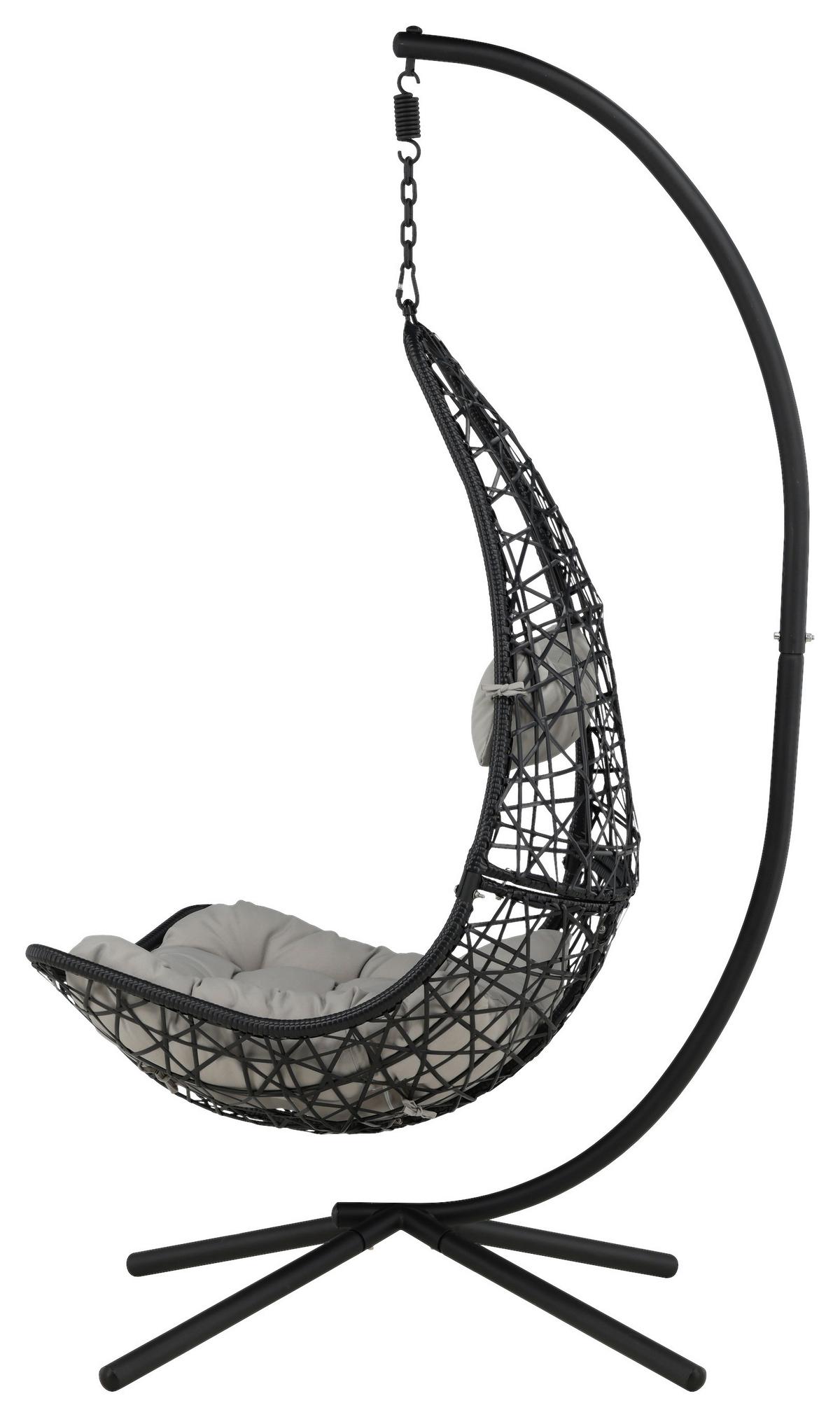 Hängestuhl Edinburgh ca. 132x205 cm Grau/Schwarz - Schwarz/Grau, KONVENTIONELL, Kunststoff (132/205/130cm) - Gardenson