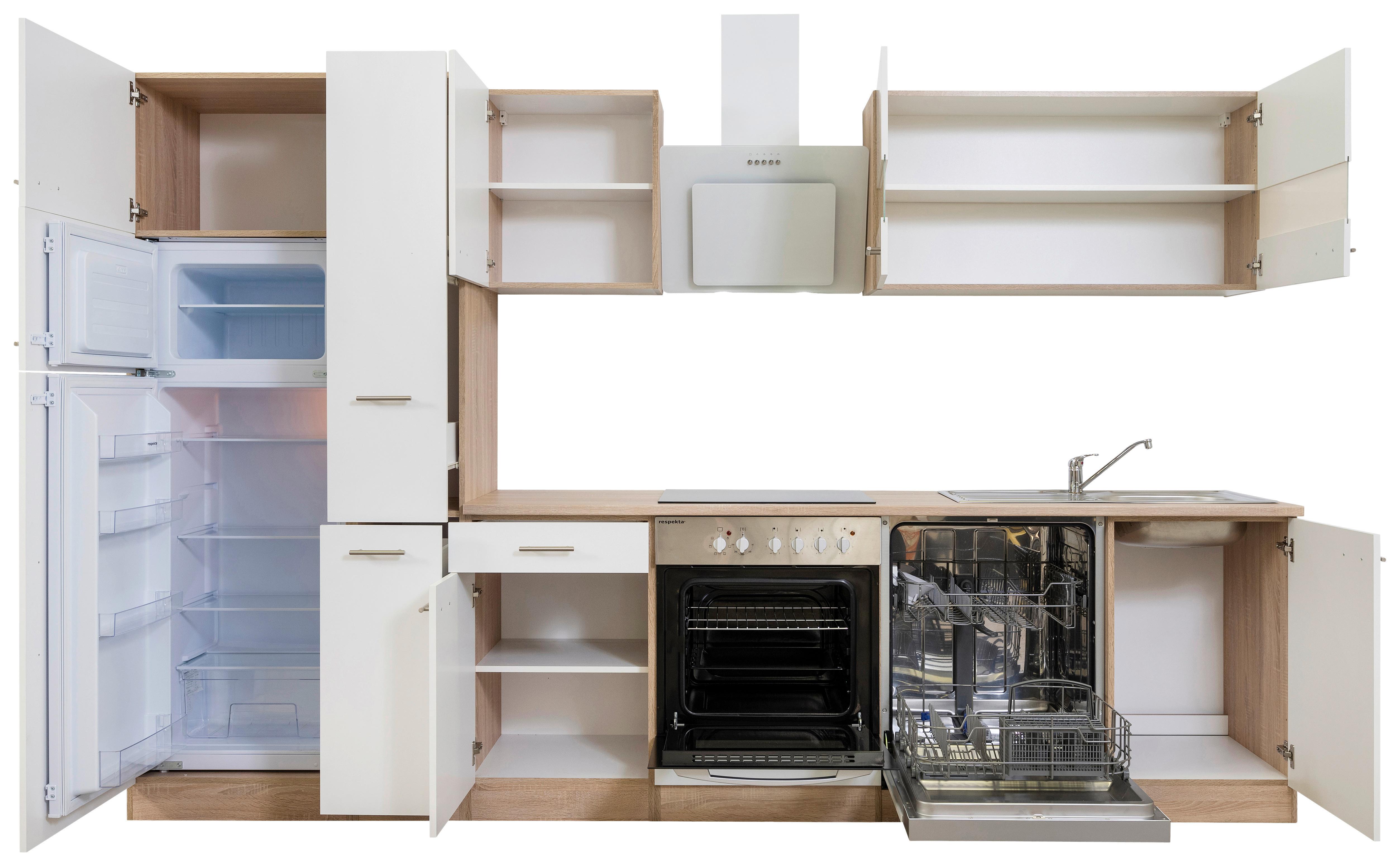 Küchenblock Economy Weiß/Eiche B: ca. 310 cm - Eichefarben/Weiß, Basics, Holzwerkstoff (310cm) - Respekta