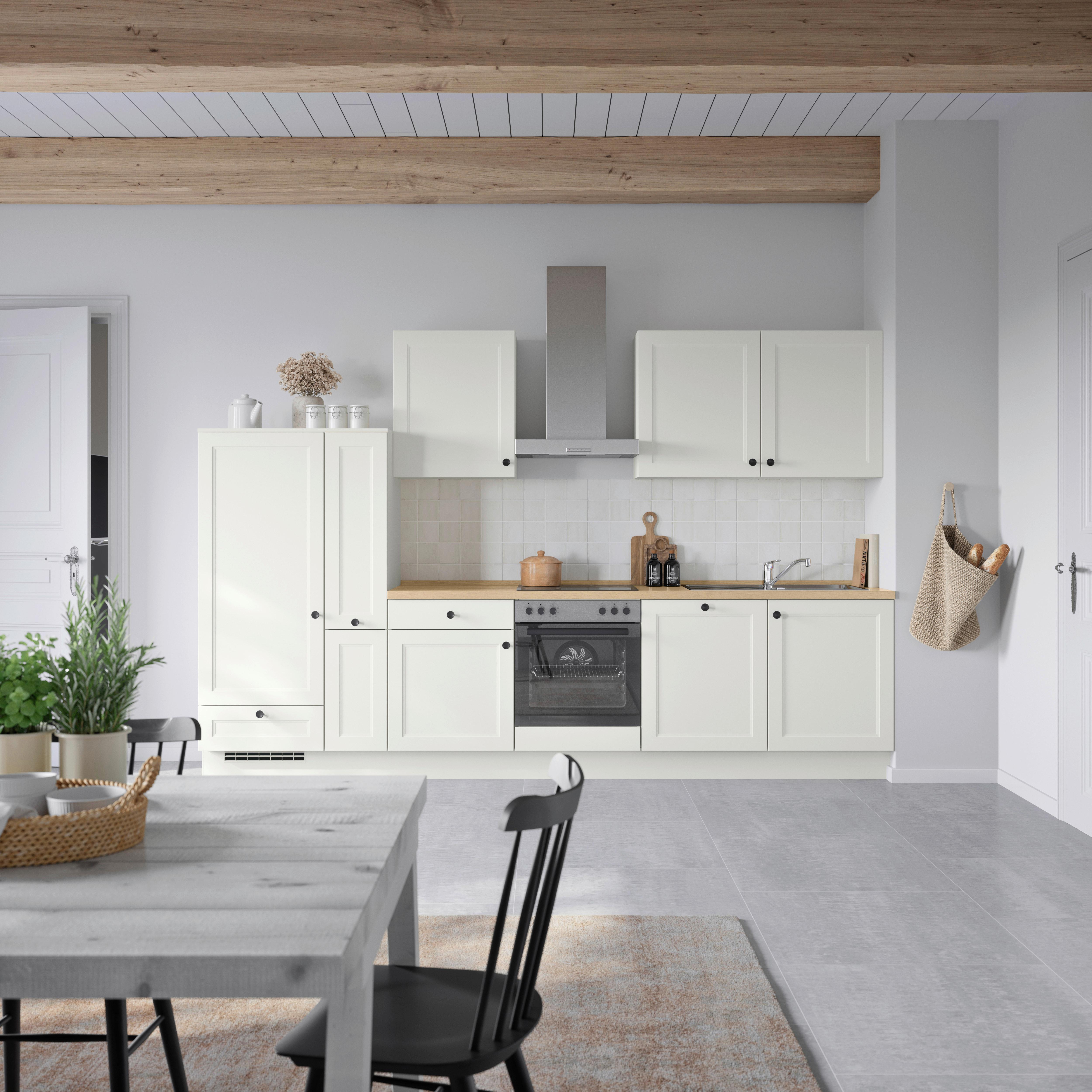 Küchenblock Cascada Low m. Geräten Weiß - Eichefarben/Schwarz, MODERN, Holzwerkstoff/Metall (330cm) - Nobilia