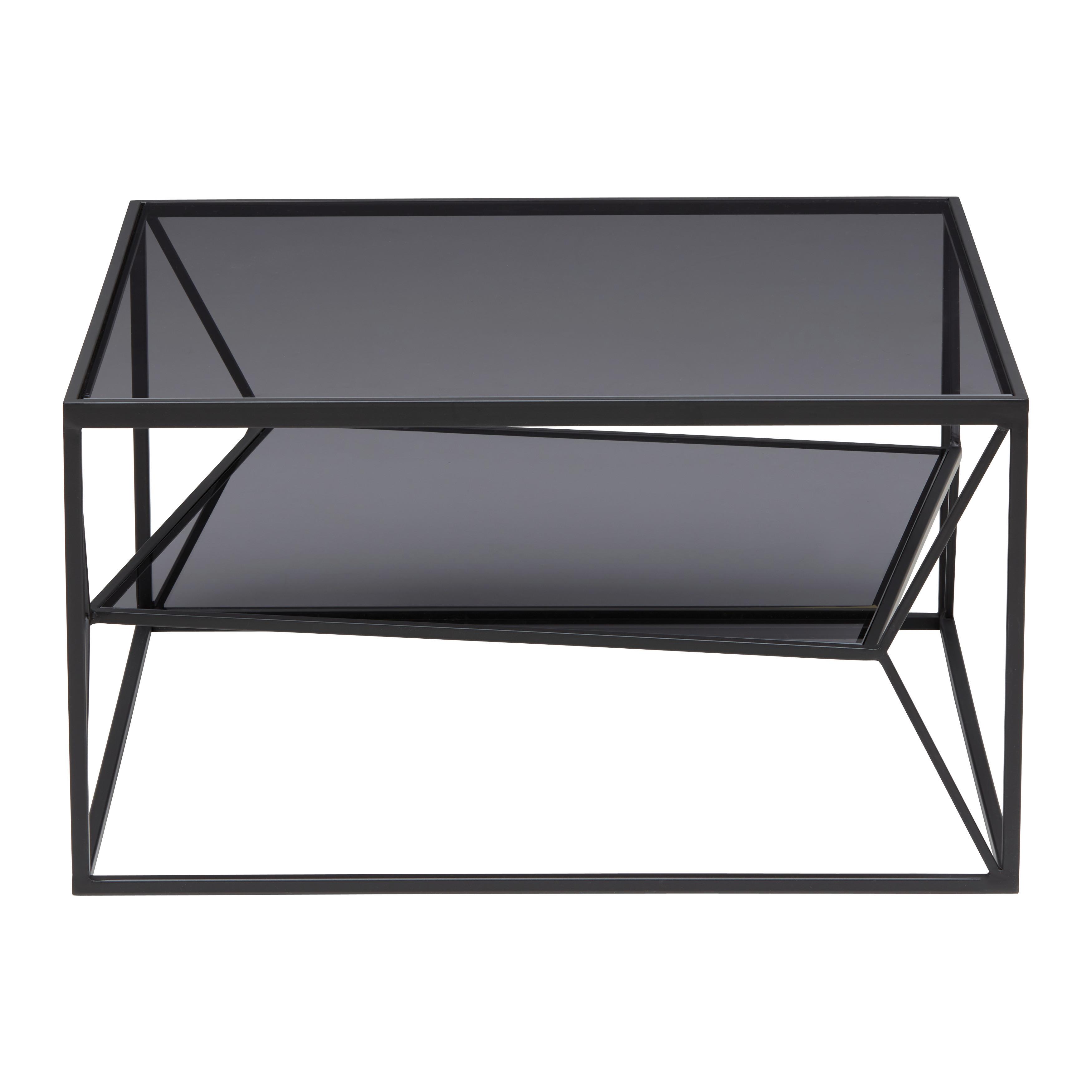 Couchtisch Angel in Grau/Schwarz - Schwarz/Grau, MODERN, Glas/Metall (70/70/38cm) - Premium Living