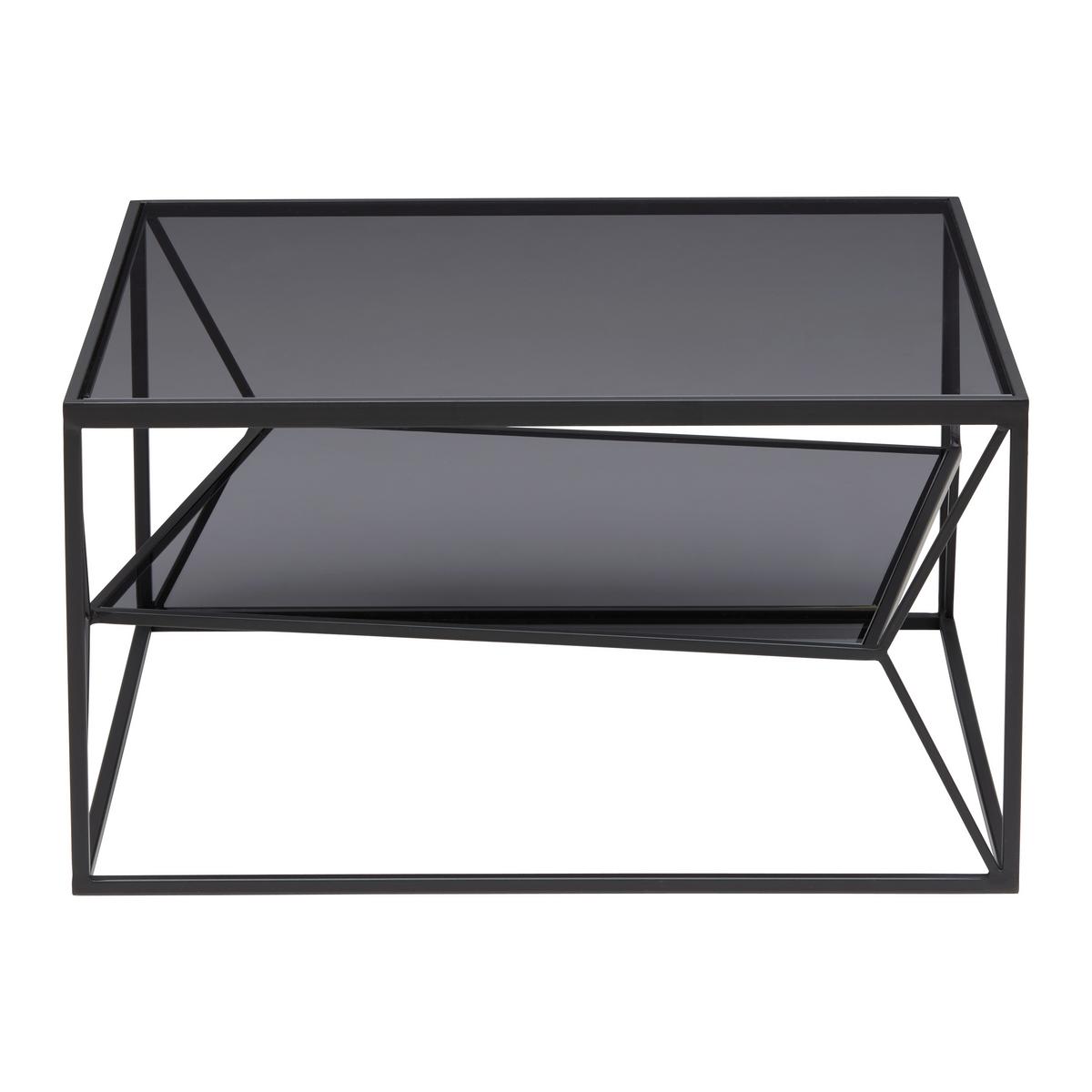 STOLIK KAWOWY ANGEL - czarny/szary, Modern, metal/szkło (70/70/38cm) - Premium Living