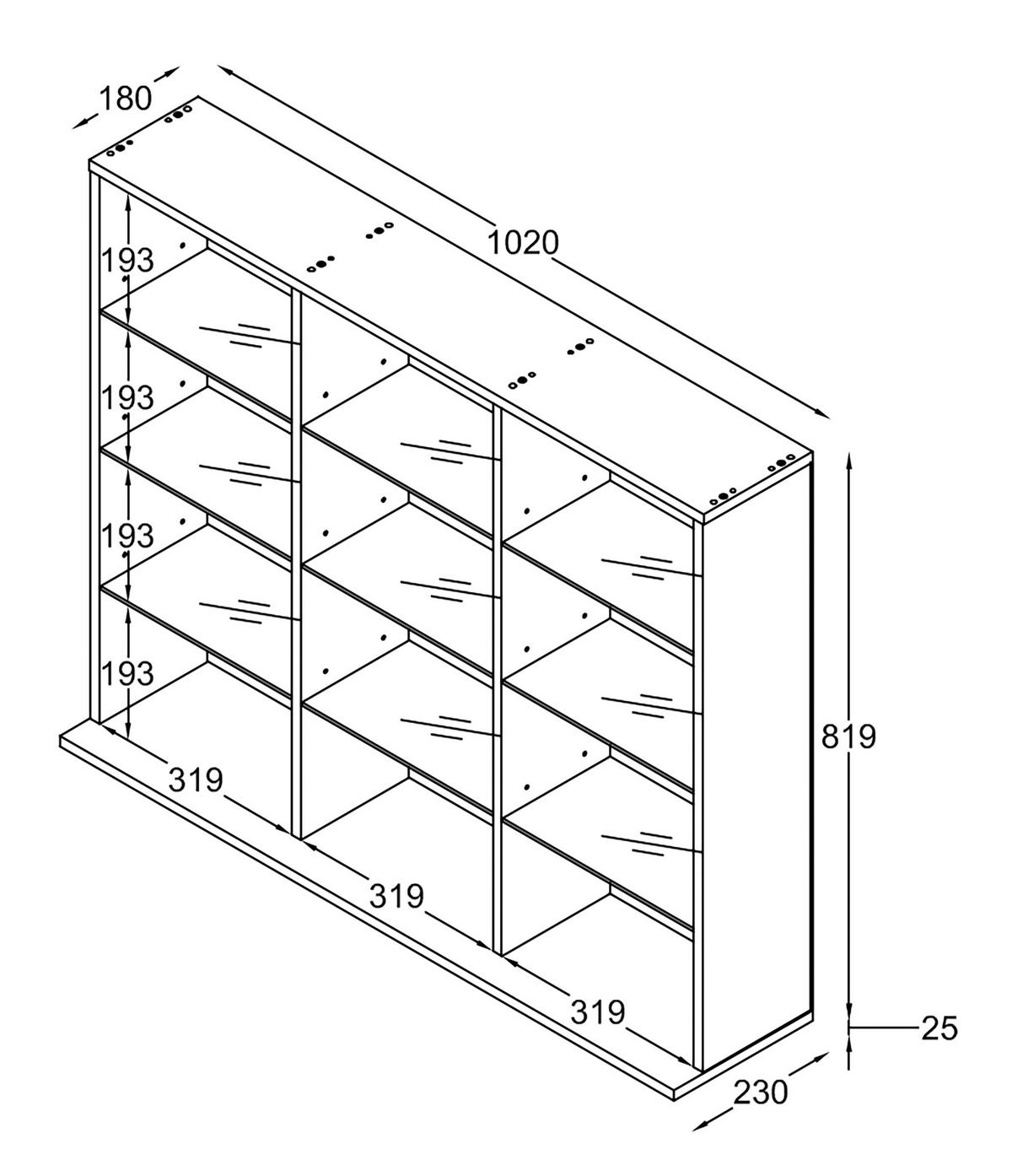 REGAL ZILAS L - Grau, Design, Glas/Holzwerkstoff (102/82/23cm) - MID.YOU