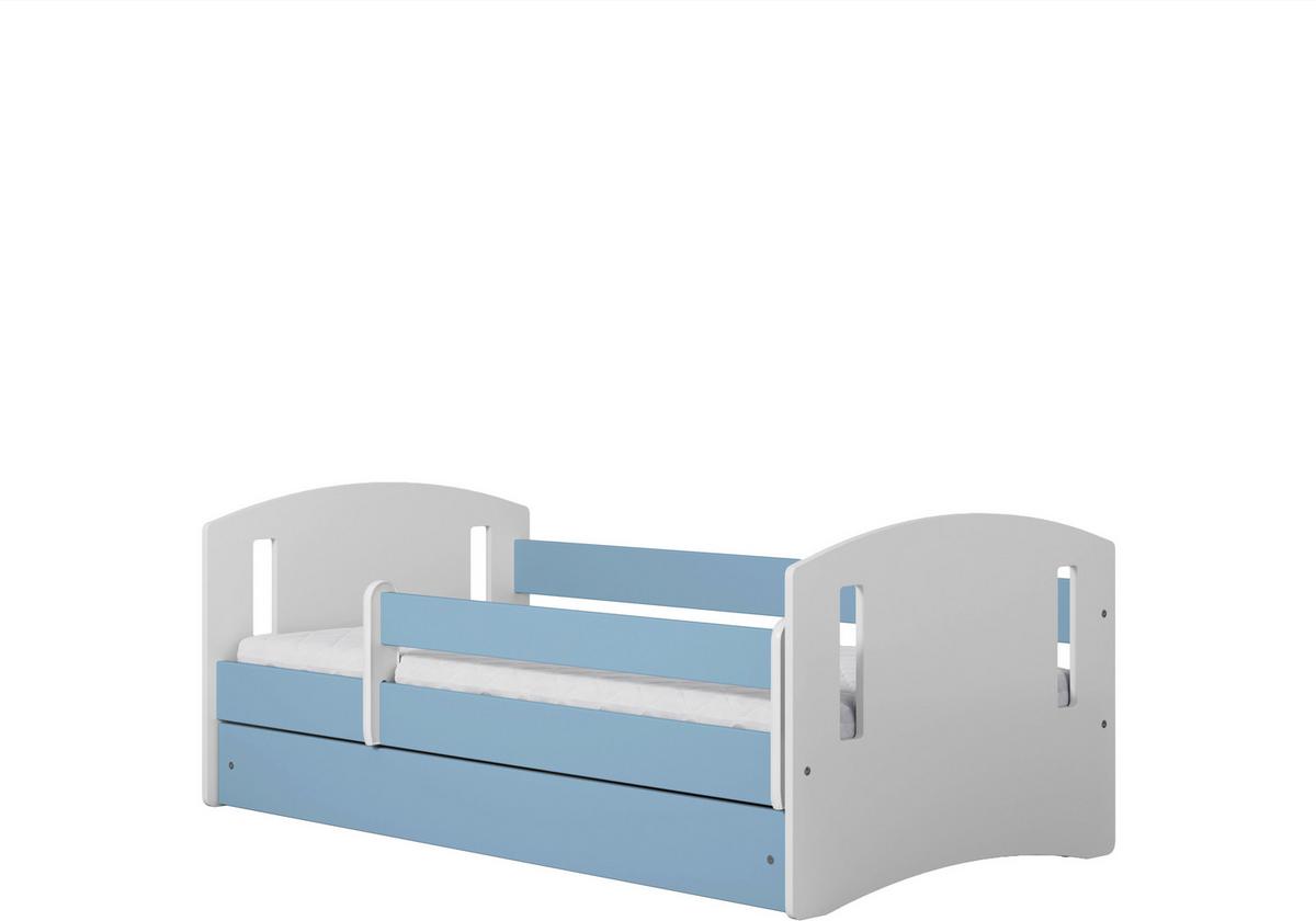 Otroška Postelja Classic 2, Bela, Modra, 80x160cm - modra/bela, Moderno, tekstil/leseni material (80/160cm) - MID.YOU