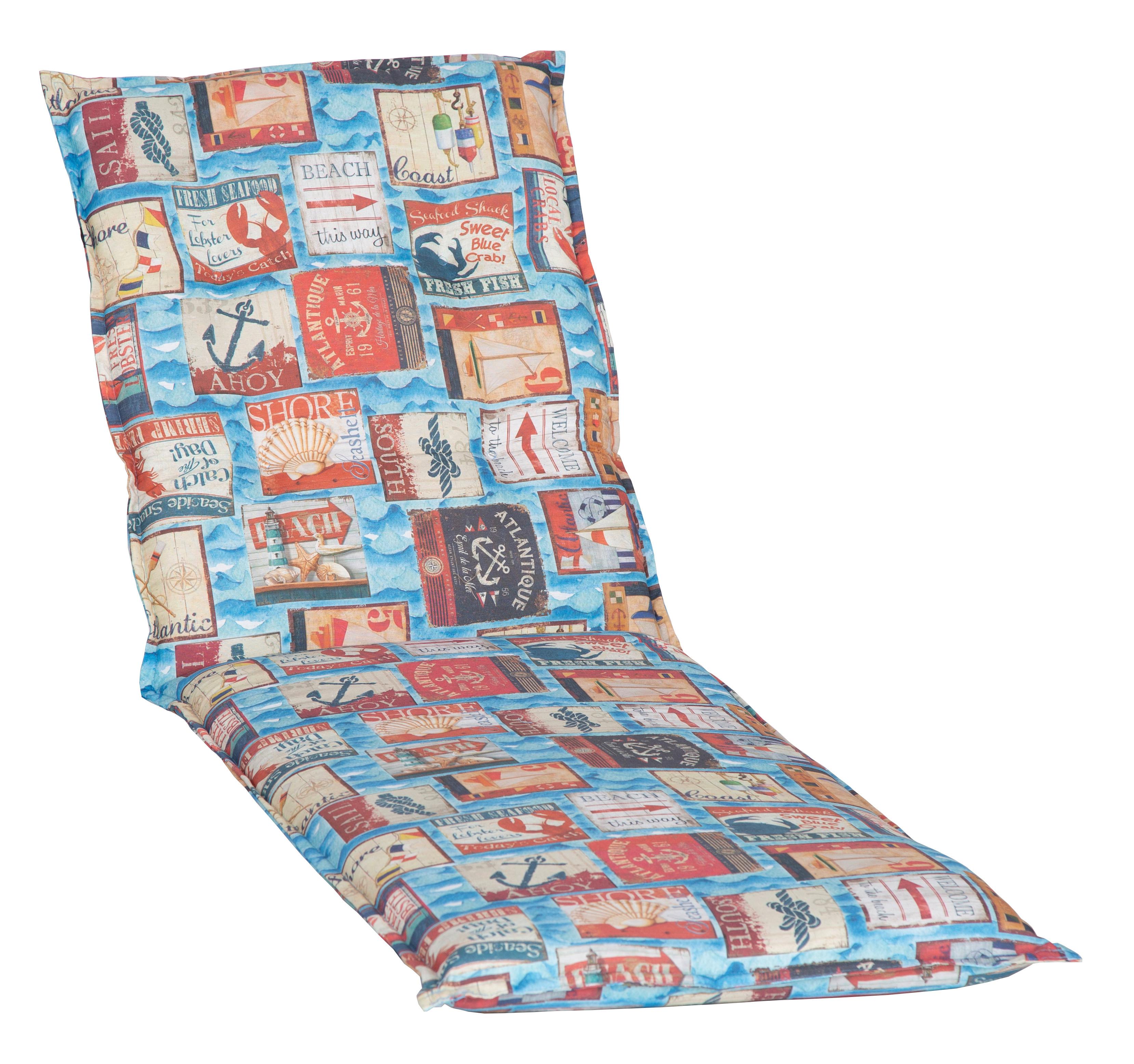 Liegenauflage Togo ca. 191x58 cm Blau/Rot - Blau, Basics, Textil (191/58/8cm) - Gardenson