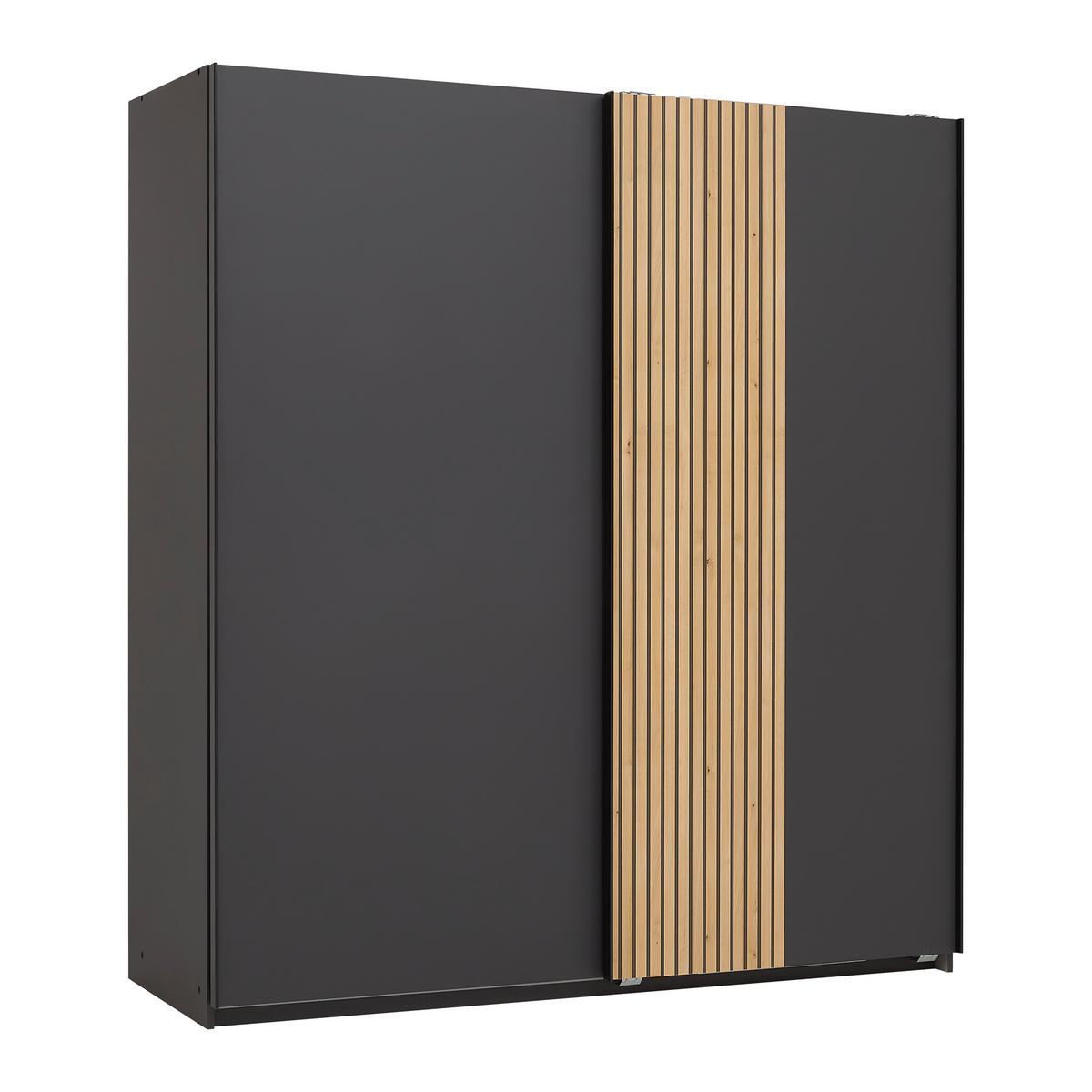 Schwebetürenschrank Sila in Graphitfarben/Eiche Artisan - Graphitfarben/Schwarz, Konventionell, Holzwerkstoff/Metall (180/198/65cm) - Mömax