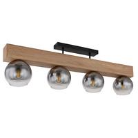 Deckenleuchte Moitas max. 40 Watt - Schwarz/Naturfarben, Natur, Glas/Holzwerkstoff (90/15/28cm) - Globo
