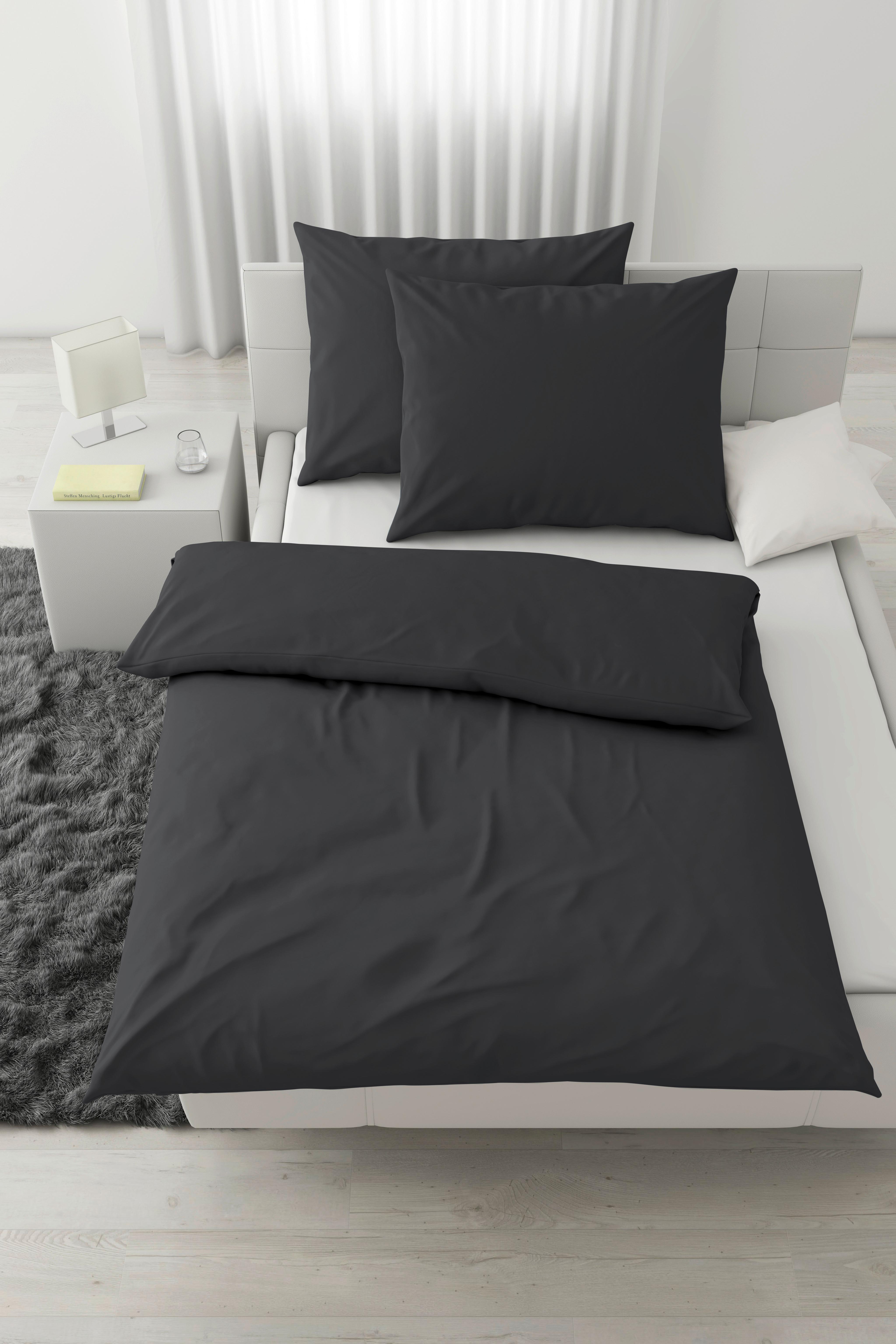 Bettwäsche Stone Washed Uni XXL Anthrazit ca. 200x220cm - Anthrazit, MODERN, Textil (200/220cm) - Modern Living
