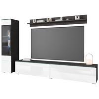 WOHNWAND VERA |  MATERA ANTHRAZIT - Weiß Hochglanz/Anthrazit, Basics, Glas/Holzwerkstoff (210/130/33cm) - P & B