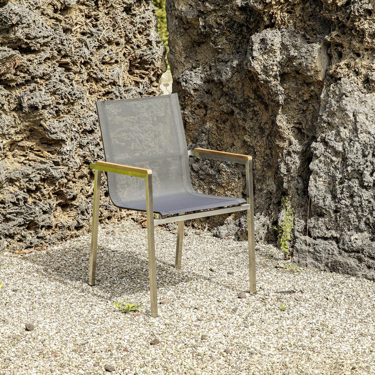 Dining-Loungeset Sydney Grau/Silberfarben - Silberfarben/Grau, Basics, Glas/Holz (160/74/90cm) - Gardenson