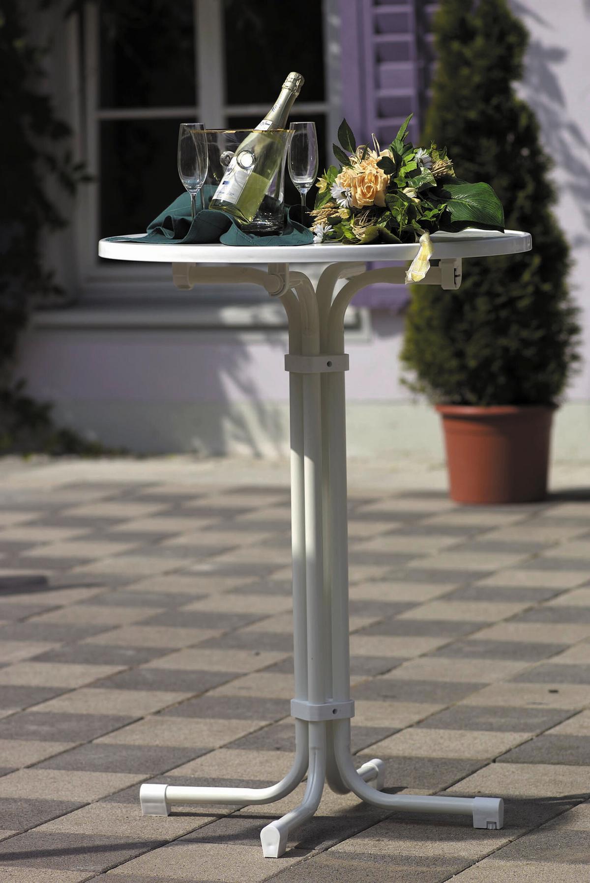 Gartenklapptisch Multiflex in Weiß, wetterfest - Weiß, Basics, Metall (80/80/110cm) - Gardenson