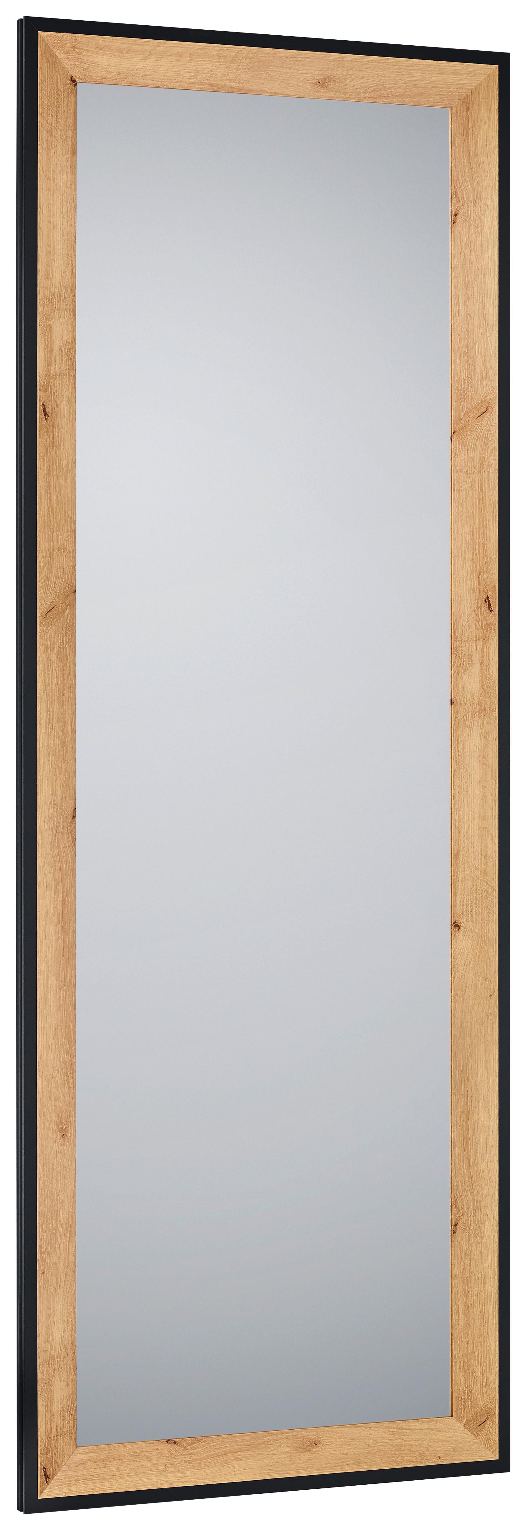 LUSTRO ŚCIENNE BIANKA - kolor dębowy/czarny, Modern, materiał drewnopochodny/szkło (50/150/2,7cm)