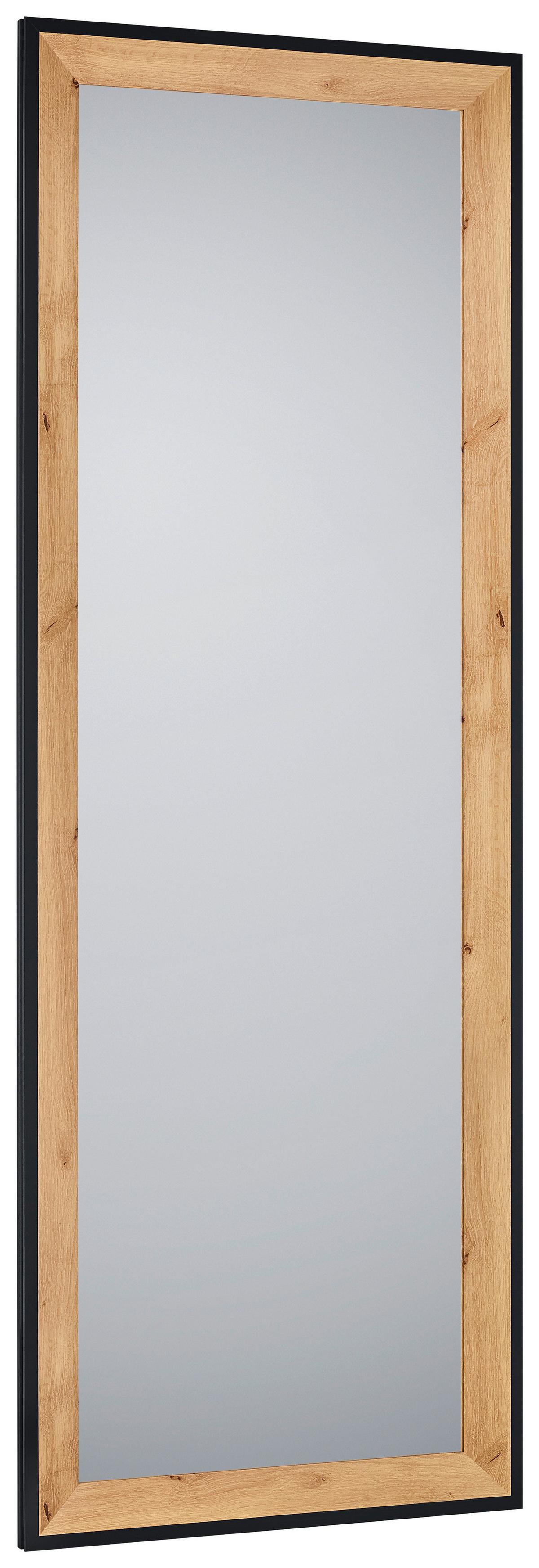LUSTRO ŚCIENNE BIANKA - kolor dębowy/czarny, Modern, materiał drewnopochodny/szkło (50/150/2,7cm)