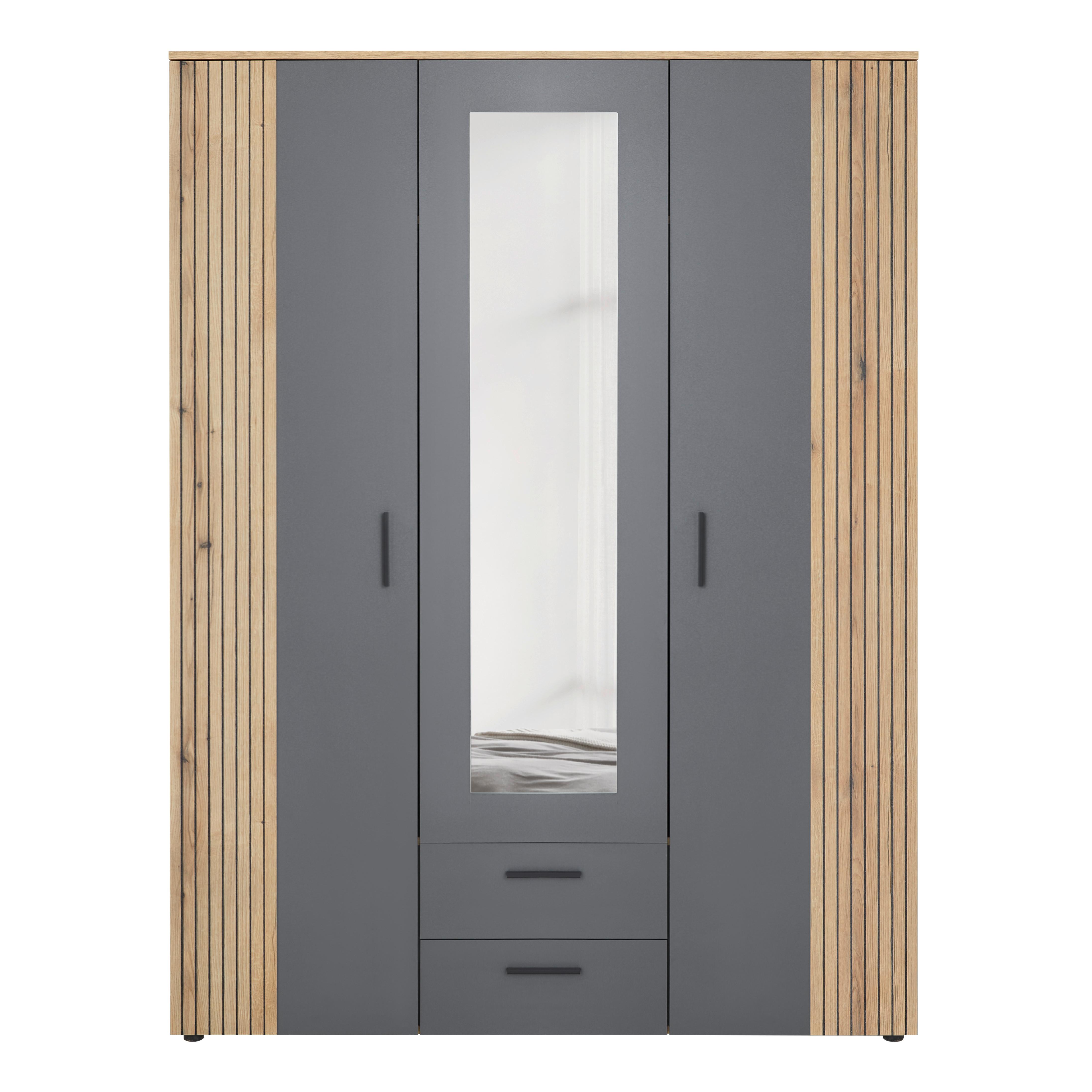 GARDEROB CADIX -EXKLUSIV- - svart/antracit, Klassisk, trämaterial/plast (150/200/55cm) - Mömax