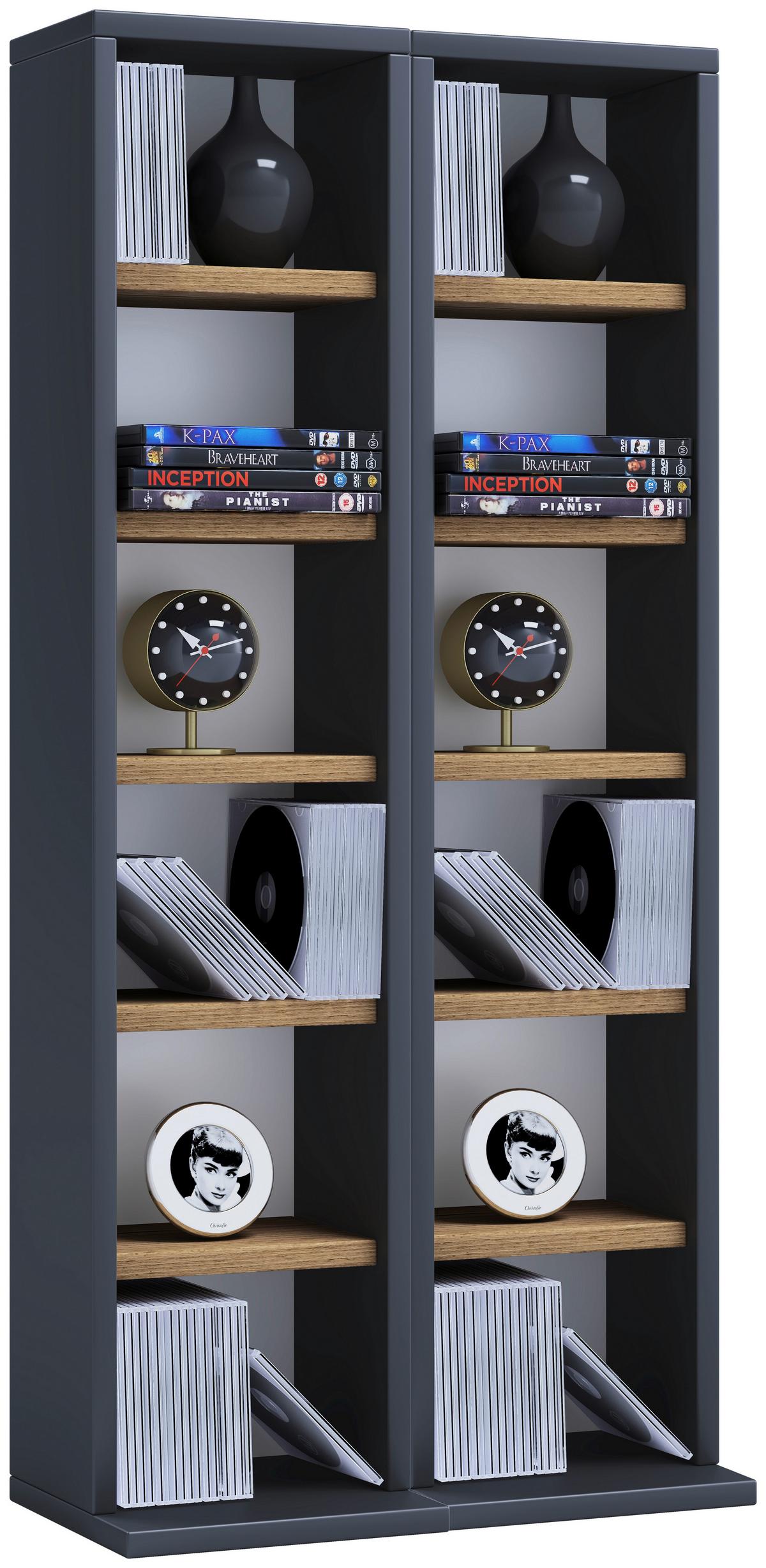 Regal Milano, Antracit, Barva Hrasta - medeni hrast/antracit, Design, leseni material (42/91,8/20cm) - MID.YOU