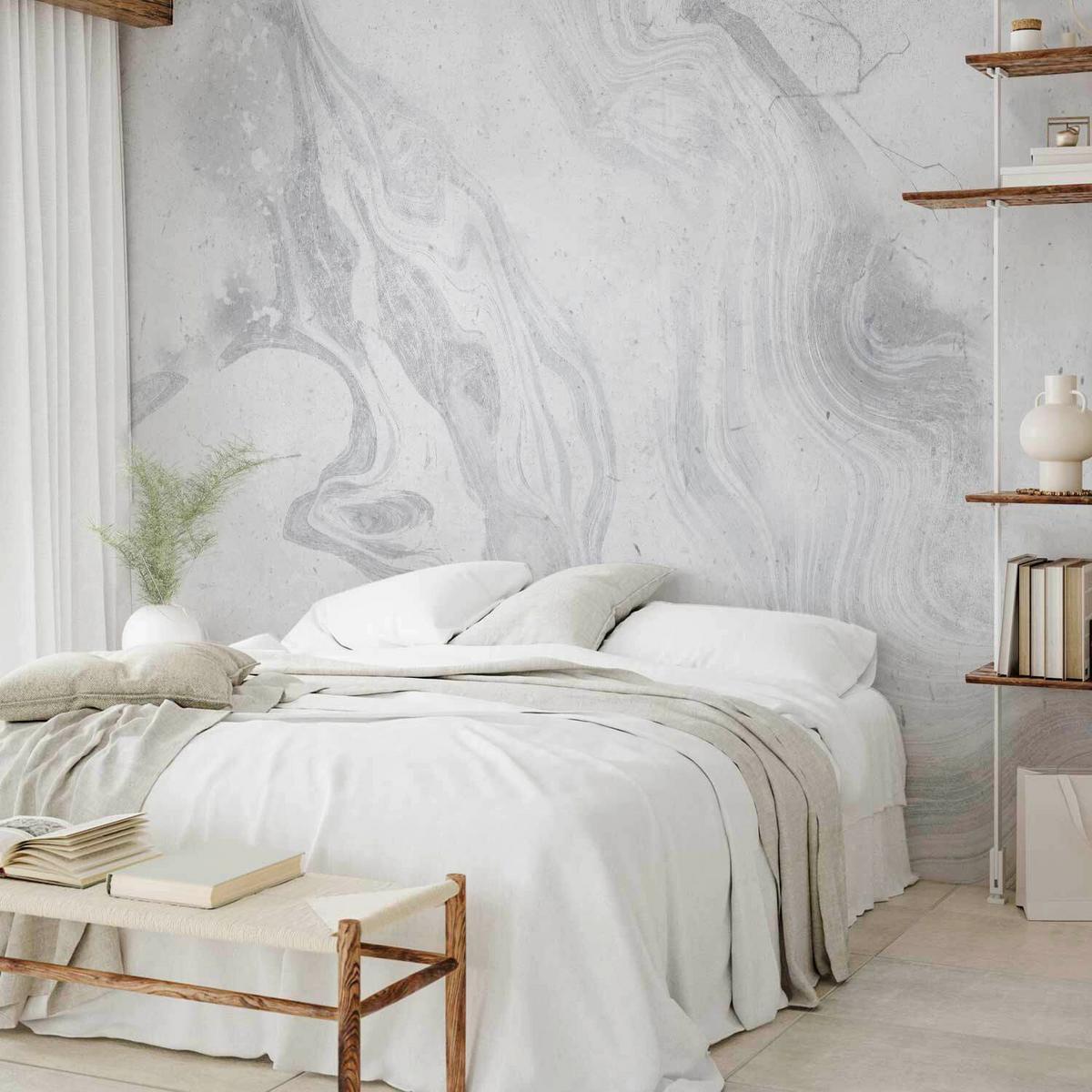 Fototapeta Cloudy Marble, 450x315cm - siva/svetlo siva, Trendi, tekstil (450/315cm) - artgeist