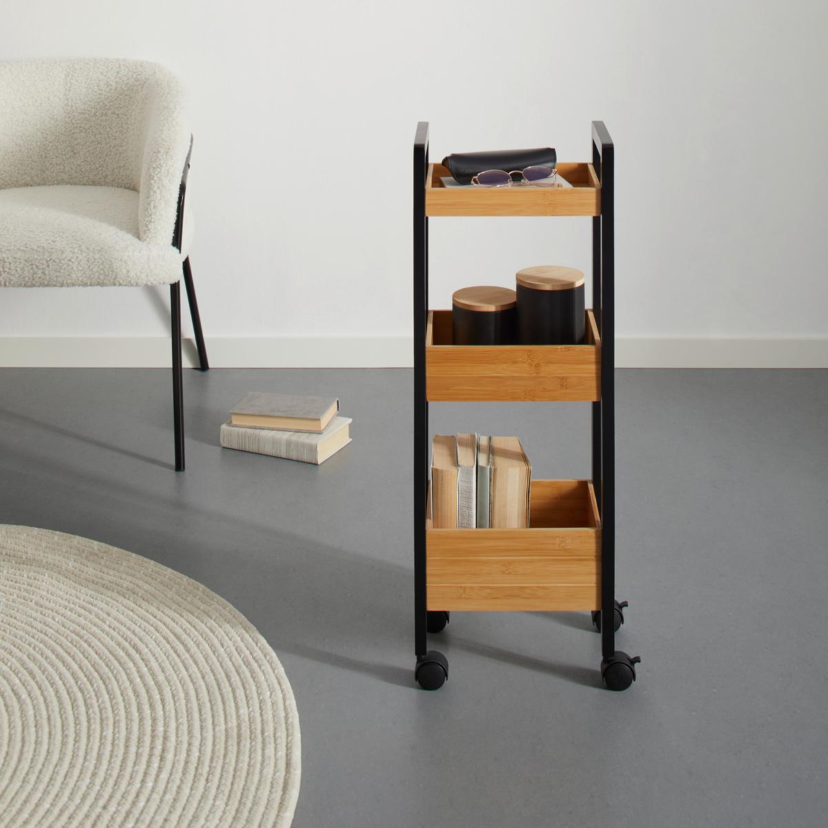 Allzweckwagen in Naturfarben/Schwarz - Schwarz/Naturfarben, MODERN, Naturmaterialien/Kunststoff (28,5/79/19cm) - Based