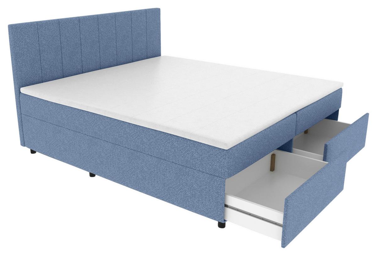 Boxbett Odin Blau ca. 180x200cm - Blau/Schwarz, KONVENTIONELL, Kunststoff/Textil (180/200cm) - Based