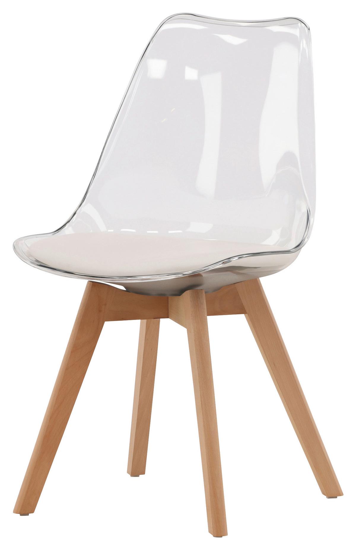 STUHL-SET EDVIN - Birkefarben/Weiß, Design, Holz/Textil (49/85/50cm) - Livetastic