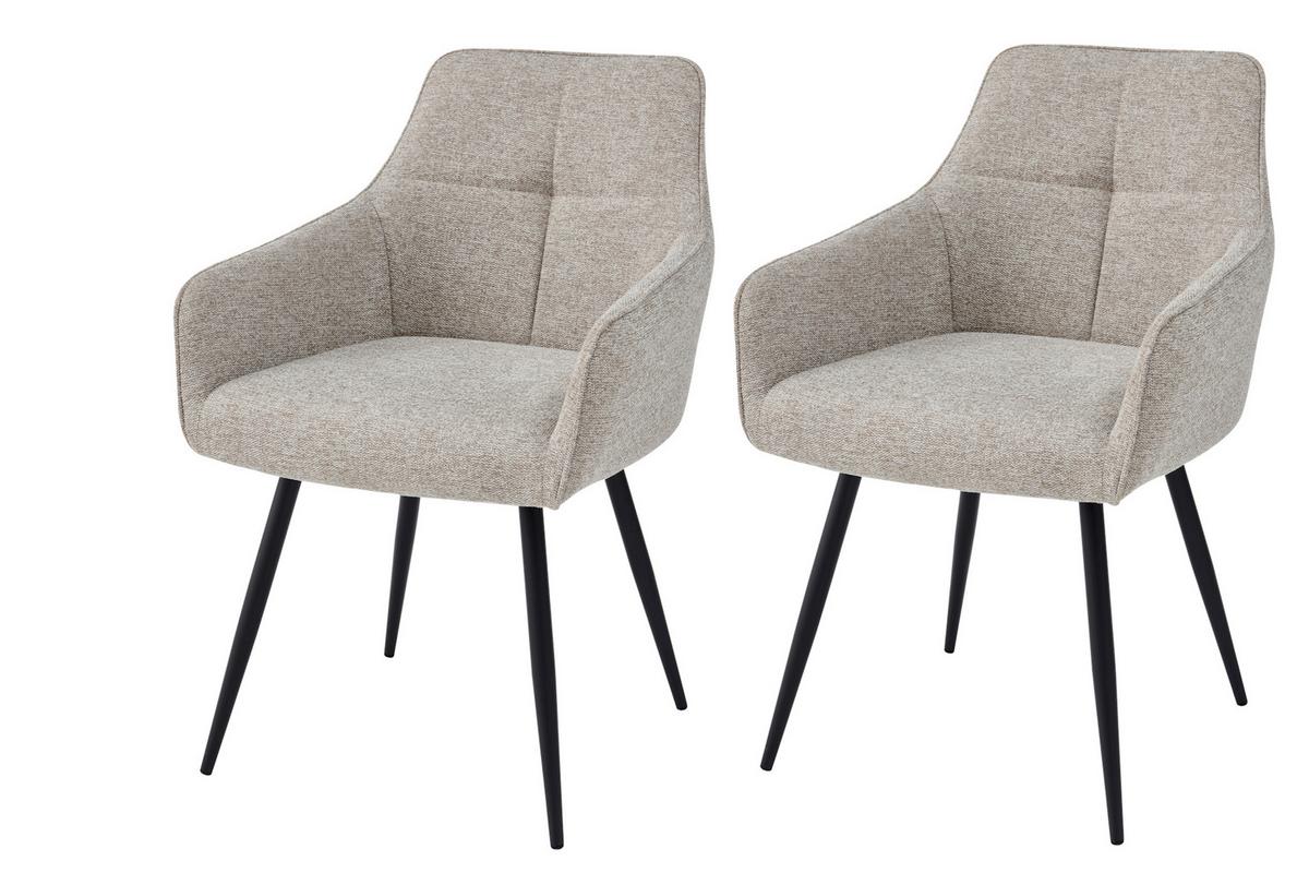 ARMLEHNSTUHL-SET VERONA I S 2ER-SET - Beige/Schwarz, MODERN, Textil/Metall (53/85/62cm) - MID.YOU