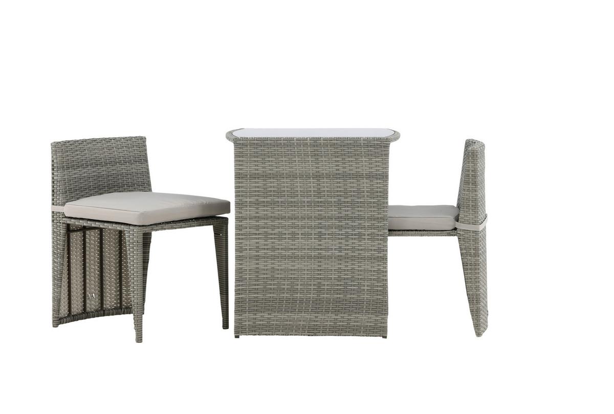 BALKONSET SAVANNA - Schwarz/Grau, KONVENTIONELL, Kunststoff/Metall - Gardenson