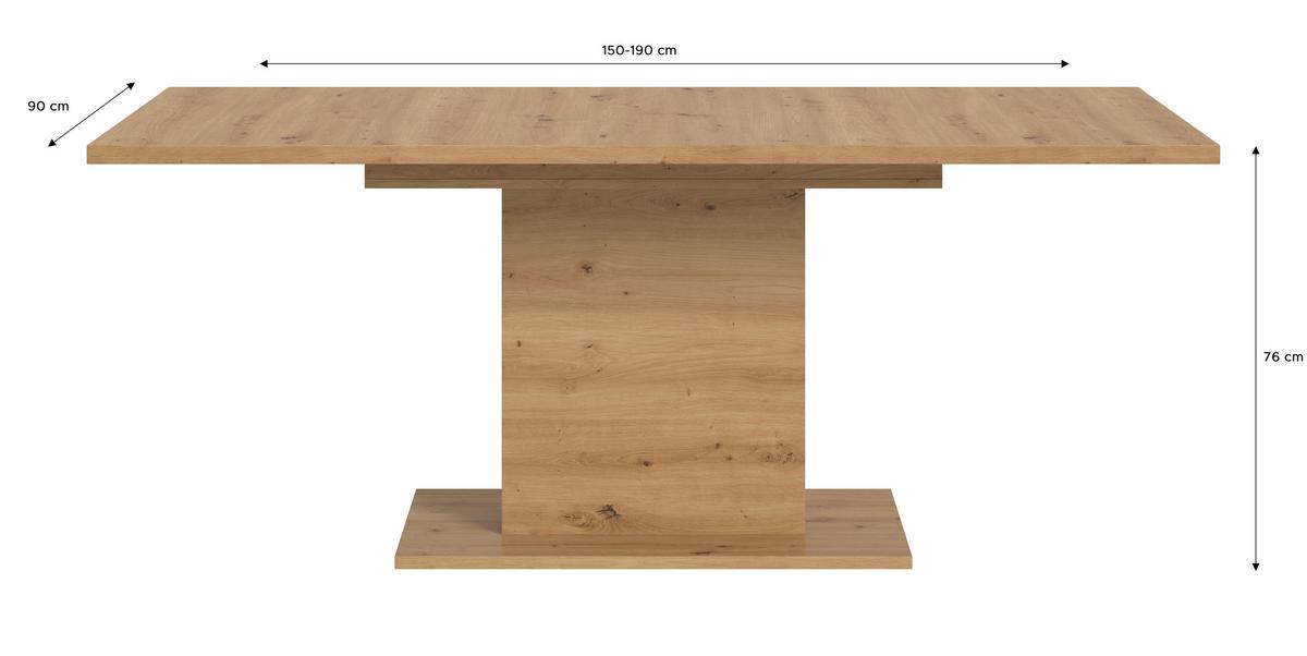 Ausziehtisch Marlon Eiche Artisan ca. 150-190x90x76 cm - Eiche Artisan, KONVENTIONELL, Holzwerkstoff (150-190/76/90cm) - MID.YOU