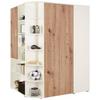 Eckschrank Young Weiß/Eiche Artisan - Alufarben/Weiß, KONVENTIONELL, Holzwerkstoff/Kunststoff (124/198/148cm) - Mömax