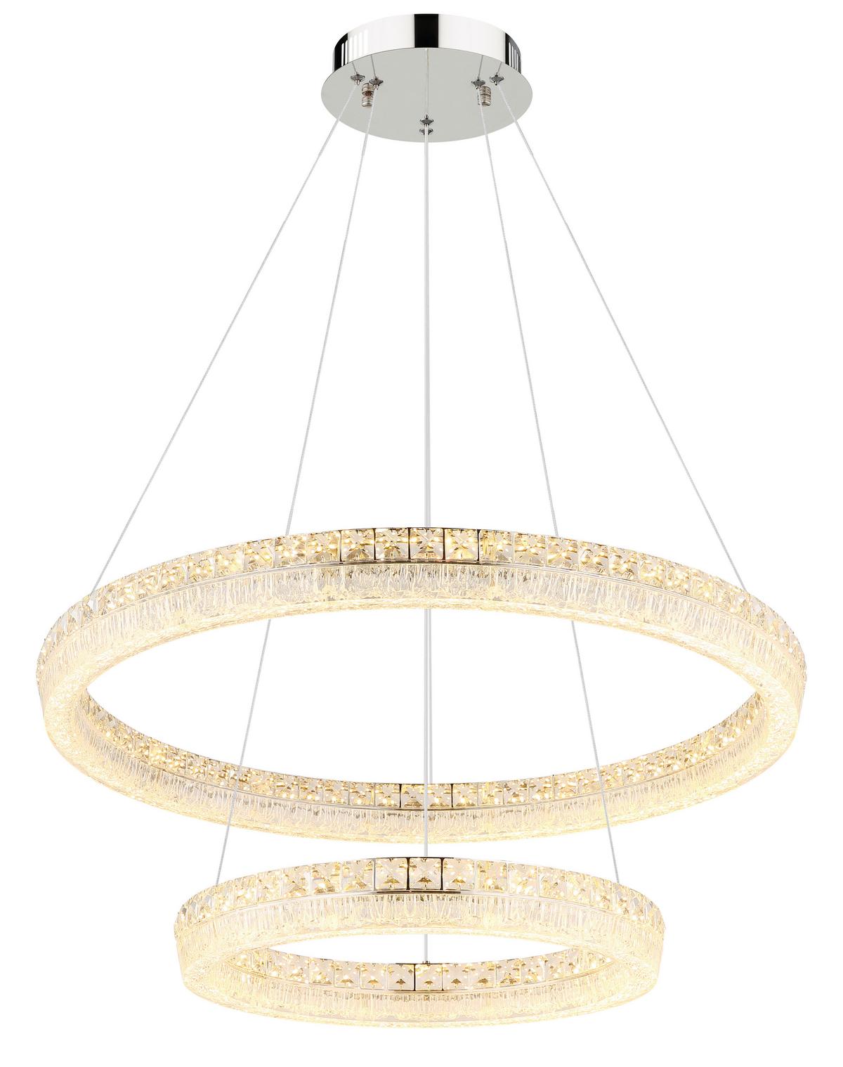 Led Viseća Svjetiljka Laurel - prozirno/boje kroma, Design, staklo/metal (80/120cm) - Globo