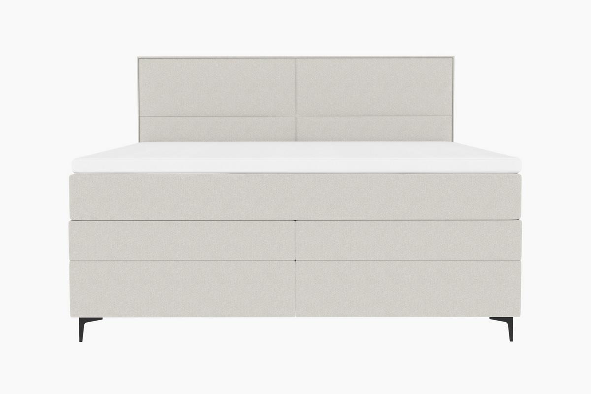 Boxspringbett Bari Creme ca. 160x200cm - Creme/Schwarz, KONVENTIONELL, Textil/Metall (160/200cm) - Mömax