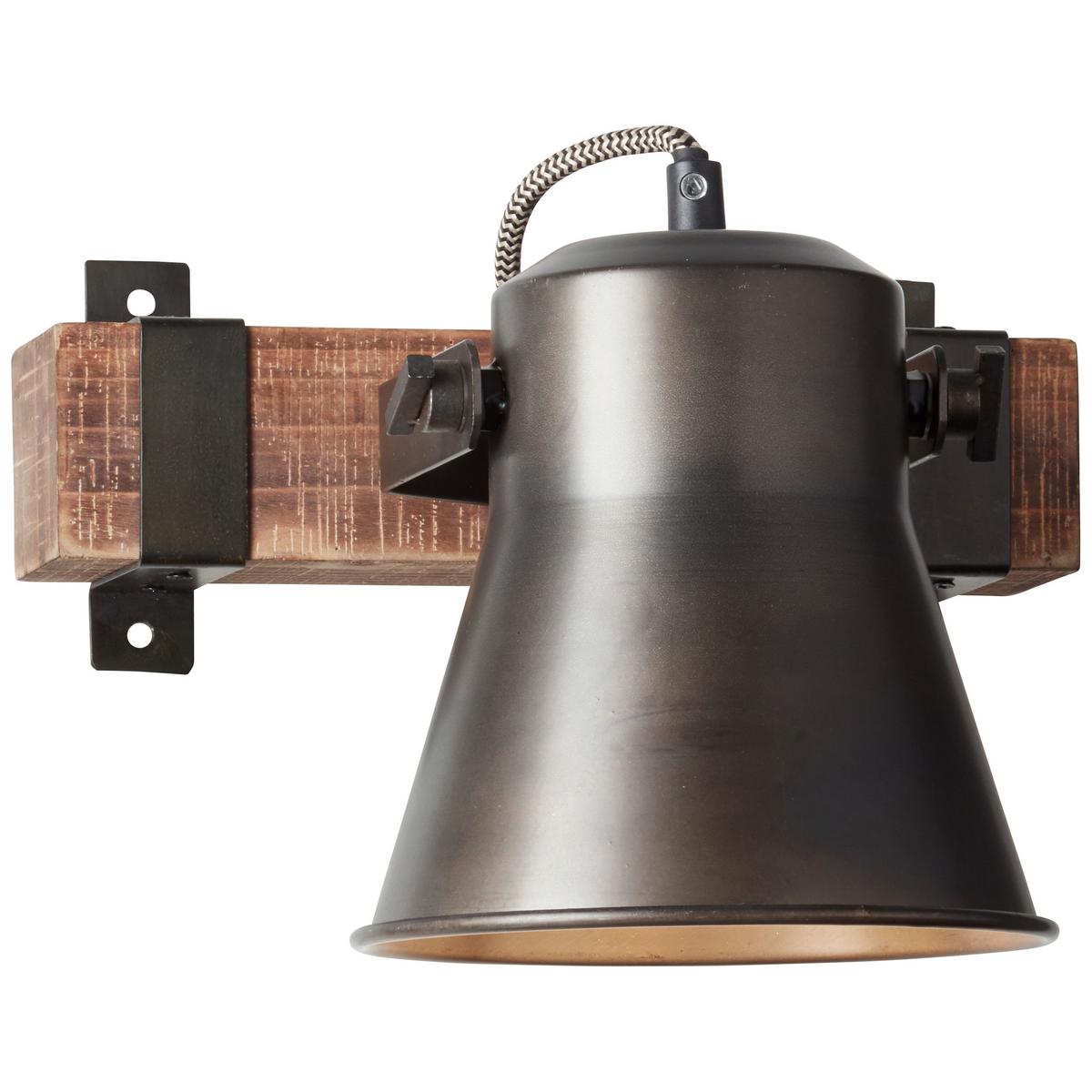 Wandleuchte  Plow in Schwarz max. 10 Watt - Schwarz, Design, Holz/Metall (24/25cm) - Brilliant