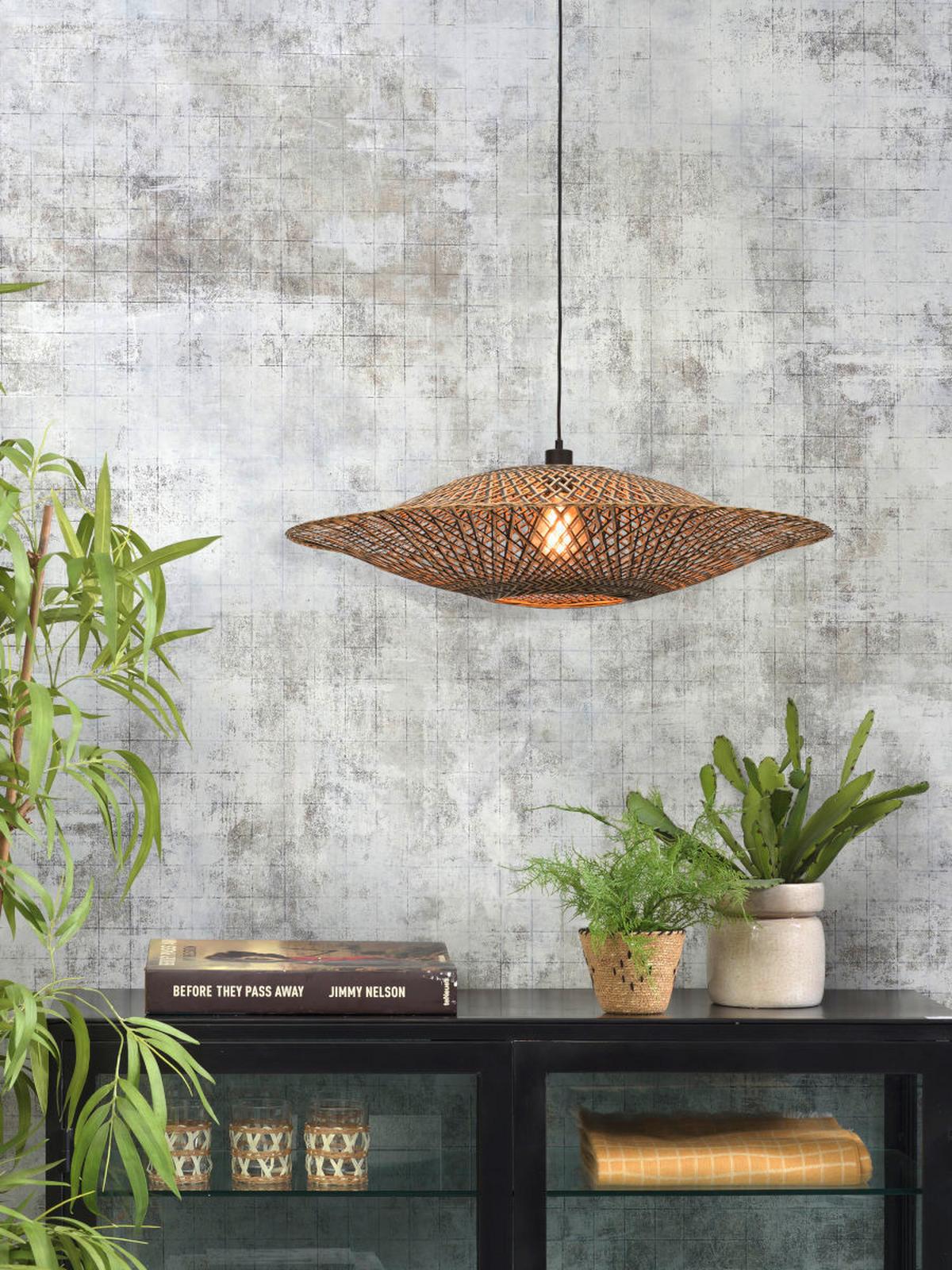Hängeleuchte Bali in Schwarz/Braun max. 40 Watt - Hellbraun/Schwarz, Natur, Naturmaterialien (87/20cm) - Good & Mojo