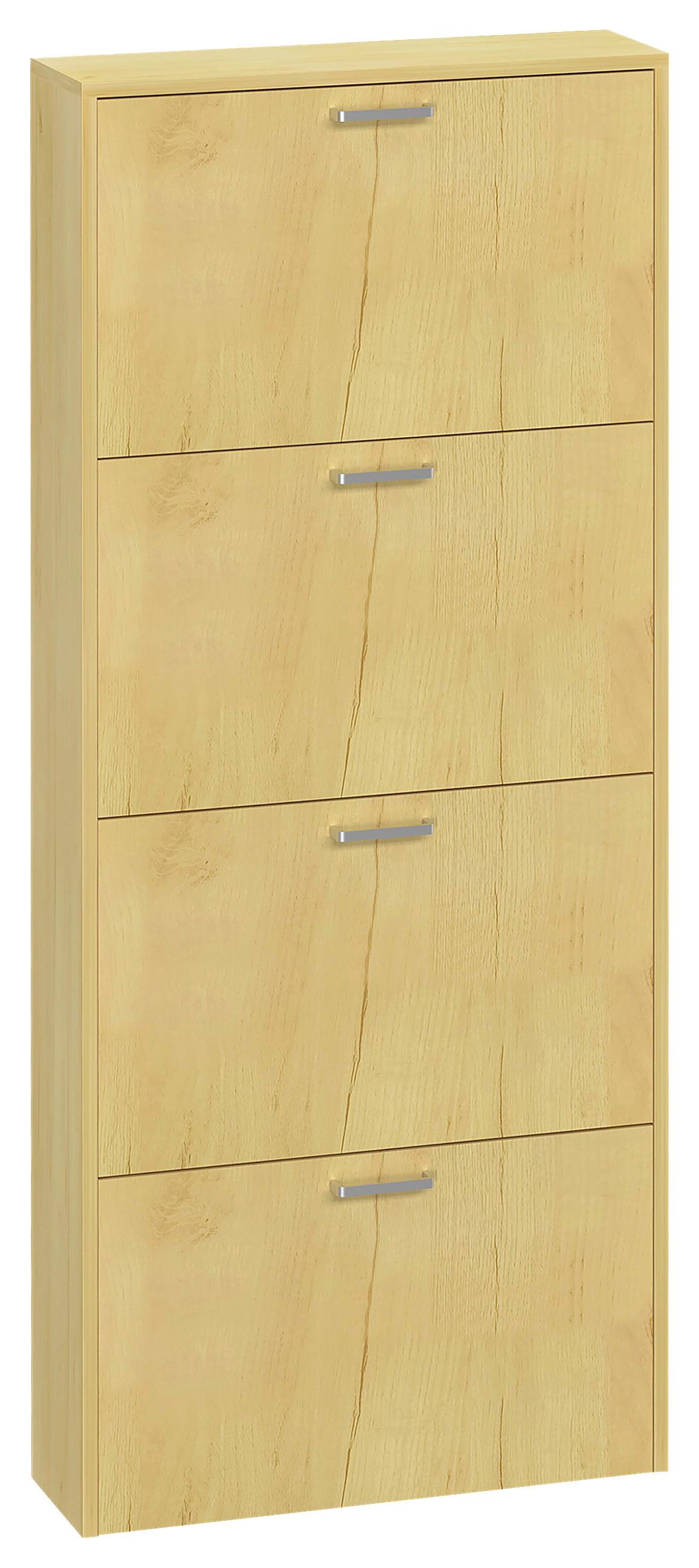 Schuhschrank Sulos L - Honigeiche/Silberfarben, Design, Holzwerkstoff/Kunststoff (59/144/17cm) - MID.YOU