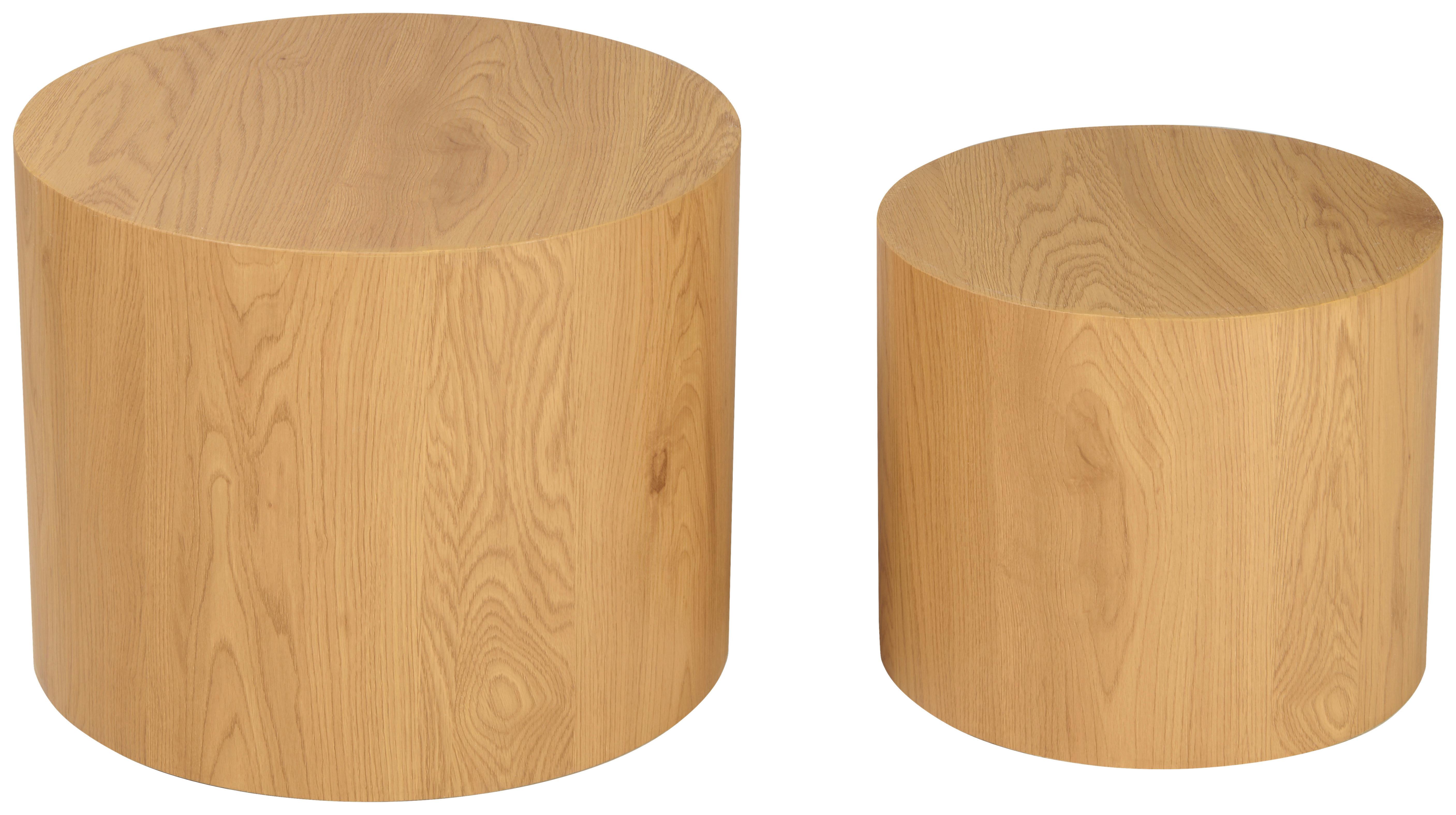 ZESTAW STOLIKÓW BOCZNYCH LISBETH - kolor dębowy, Design, materiał drewnopochodny (38-48/38-48/32-38cm) - Carryhome