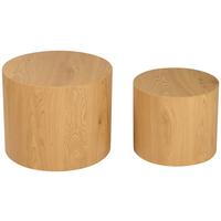 ZESTAW STOLIKÓW BOCZNYCH LISBETH - kolor dębowy, Design, materiał drewnopochodny (38-48/38-48/32-38cm) - Carryhome