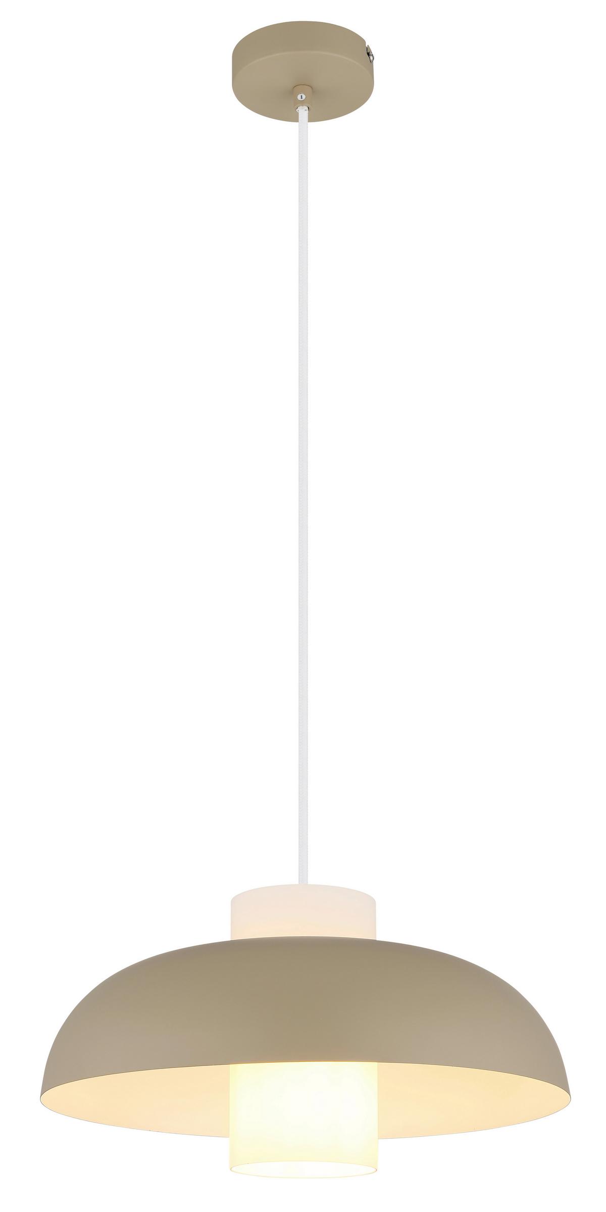HÄNGELEUCHTE 15755SA - Sandfarben/Weiss, Trend, Glas/Textil (38/120cm) - Globo
