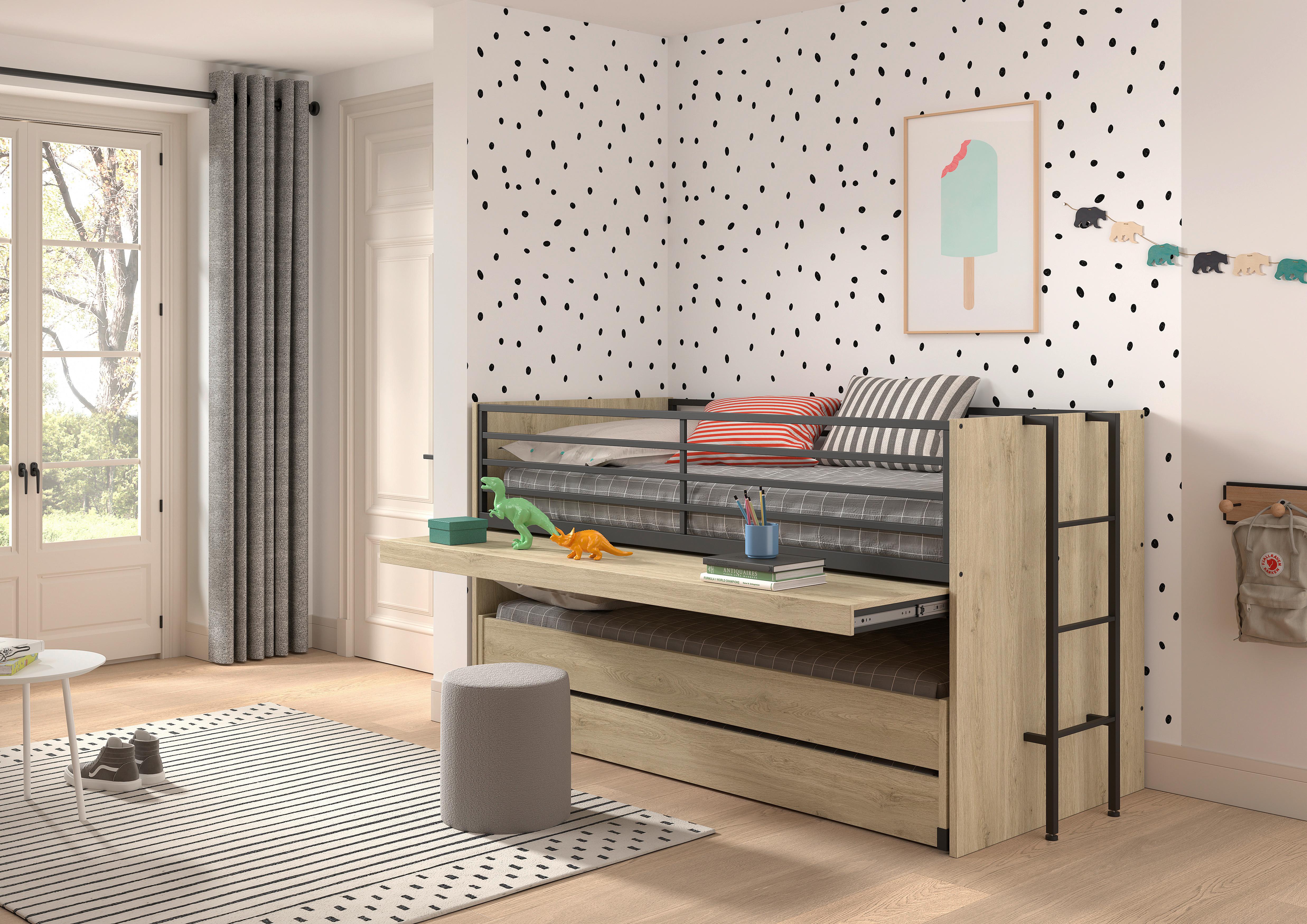 Hochbett Sam Eichefarben ca. 90x200 cm - Eichefarben, MODERN, Holzwerkstoff (90/200cm) - Vipack
