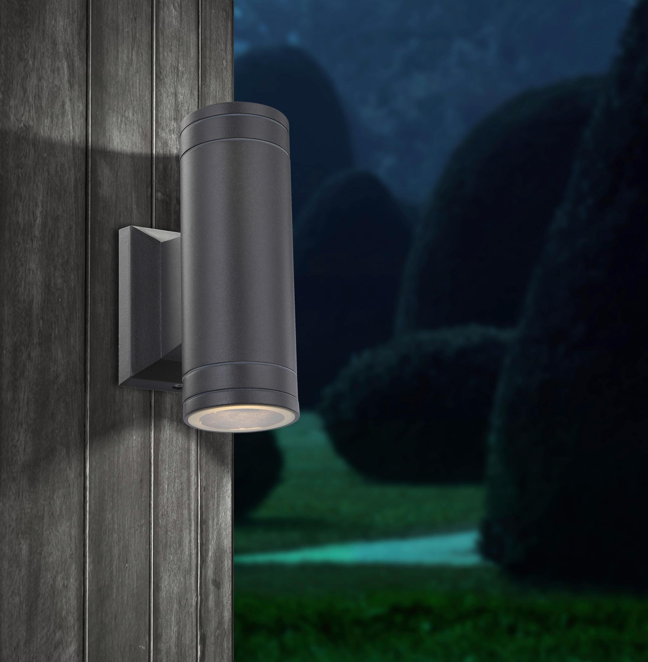 LED-Außenleuchte Gantar Grau max. 4,9 Watt - Klar/Grau, Basics, Glas/Metall (6,5/10,8/15,5cm) - Globo