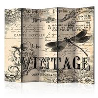 Paravan Vintage I, 5-Delni, Dvostranski - siva/krem barve, Basics, tekstil/les (225/172/3cm) - artgeist